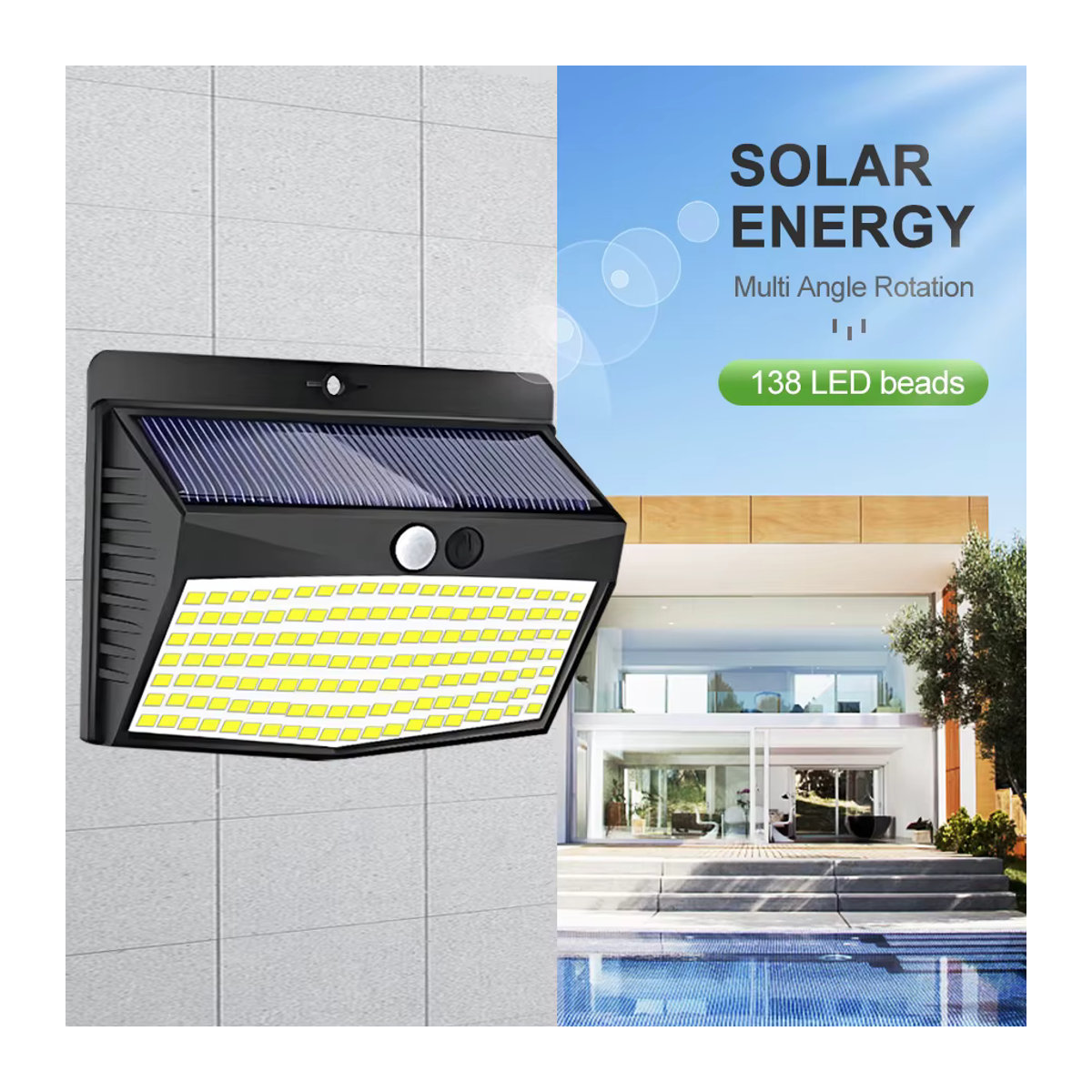 Moderne LED-Solarleuchte für den Außenbereich in Schwarz mit 3 Modi und wasserdichter Sicherheitsbeleuchtung für deinen Garten - Bild 3
