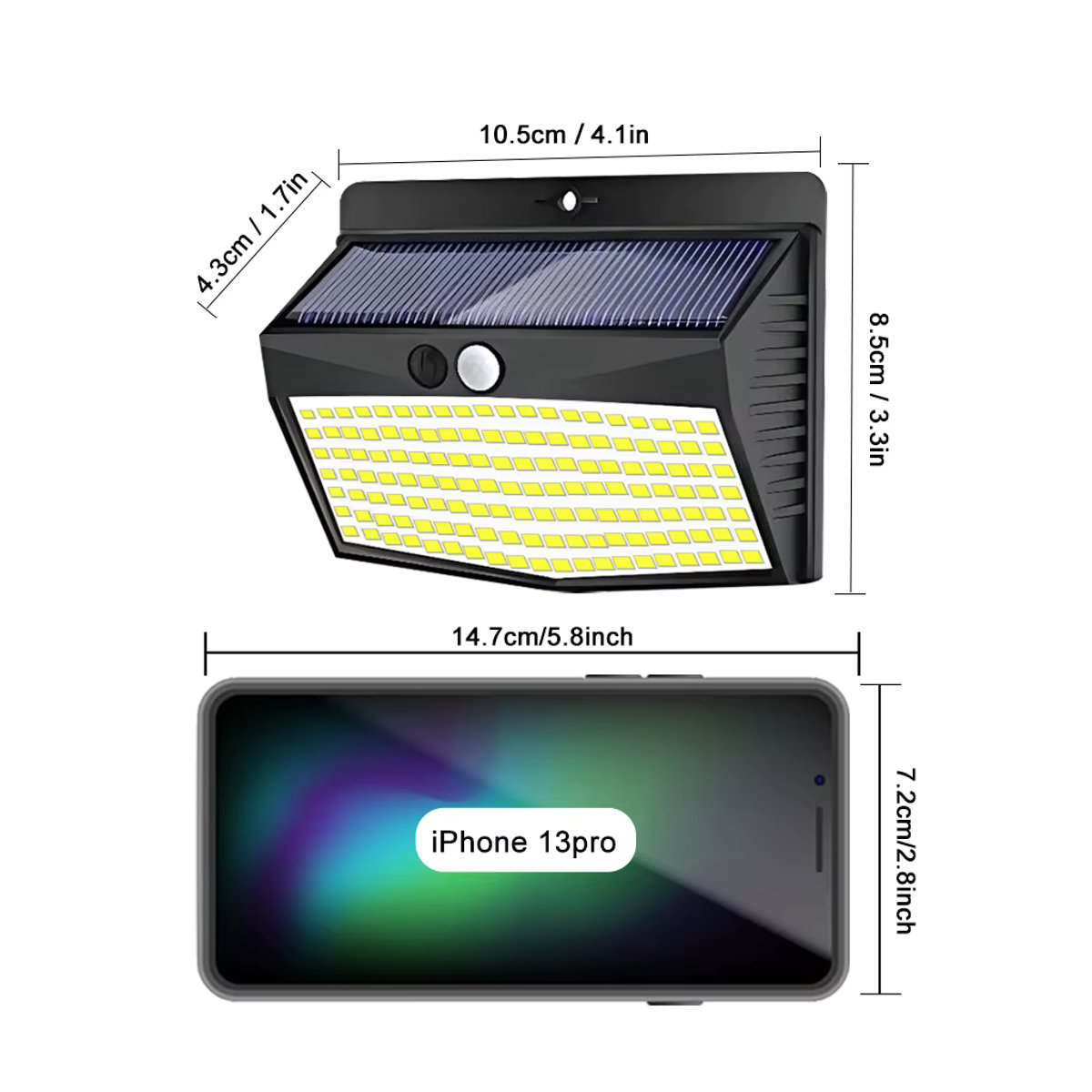 Moderne LED-Solarleuchte für den Außenbereich in Schwarz mit 3 Modi und wasserdichter Sicherheitsbeleuchtung für deinen Garten - Bild 4