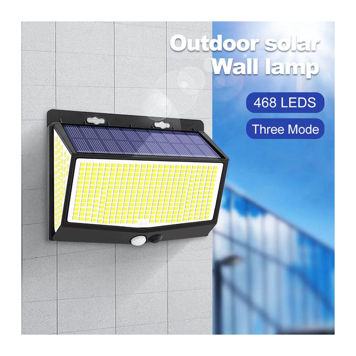 Moderne LED Solarleuchte für den Außenbereich in Schwarz mit 3 Modi und wasserdichter Wandleuchte für Garten, Zaun und Hof - Bild 5
