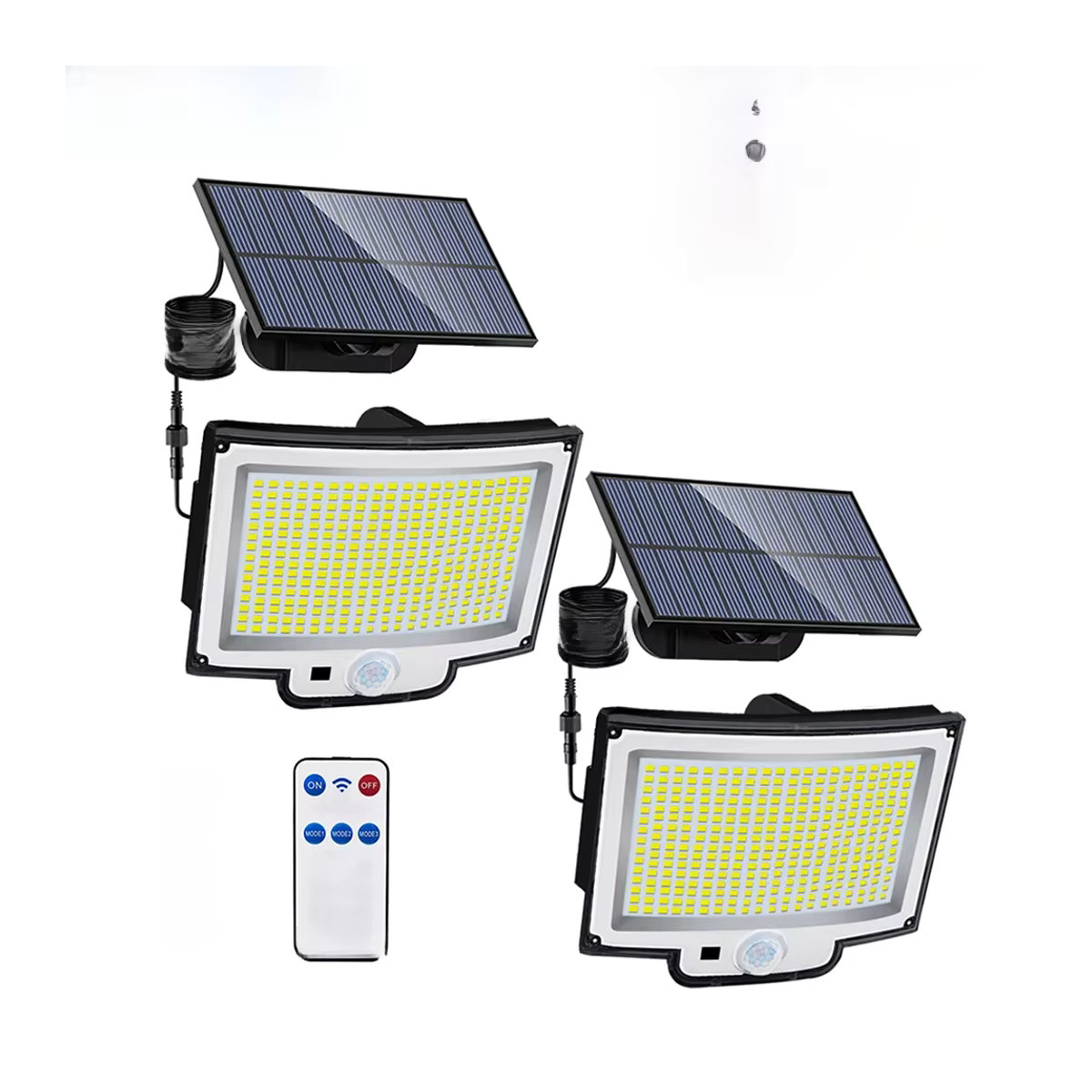Moderne LED-Solarleuchte für den Außenbereich mit 348 LEDs, IP65 wasserdicht, Bewegungsmelder und 3 Modi, Schwarz - Bild 6