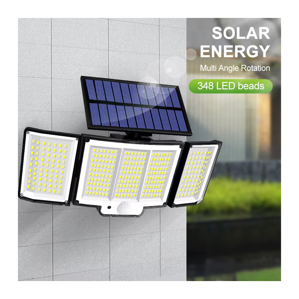 Moderne LED-Solarleuchte mit Bewegungsmelder in Schwarz, IP65 wasserdicht für den Außenbereich mit 3 Arbeitsmodi - Bild 2