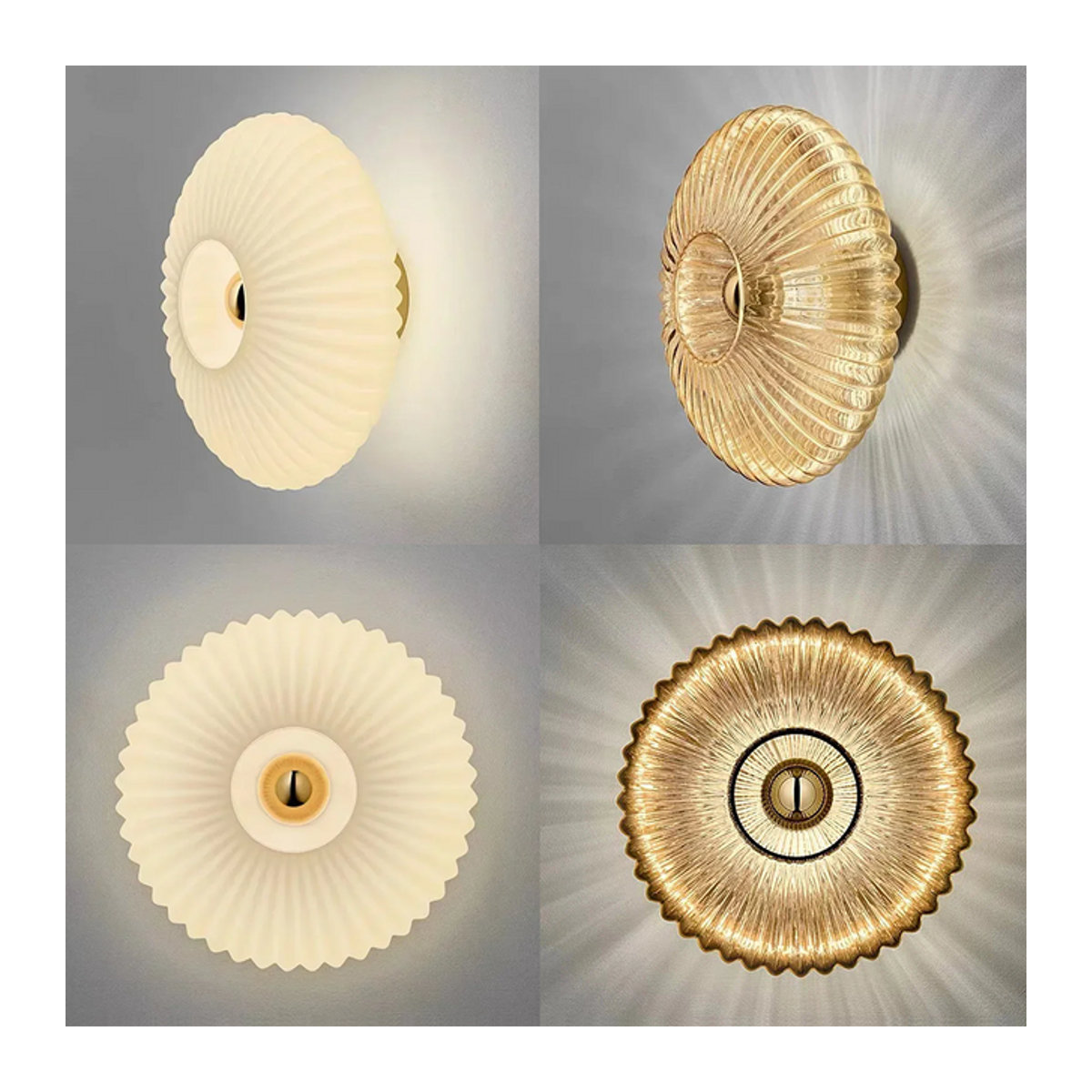 Moderne LED Wandlampe aus Glas mit Wellenstruktur von DARHYN in Weiß - Bild 1