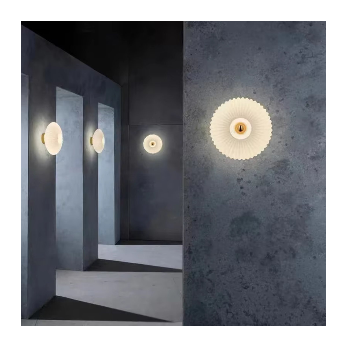Moderne LED Wandlampe aus Glas mit Wellenstruktur von DARHYN in Weiß - Bild 3