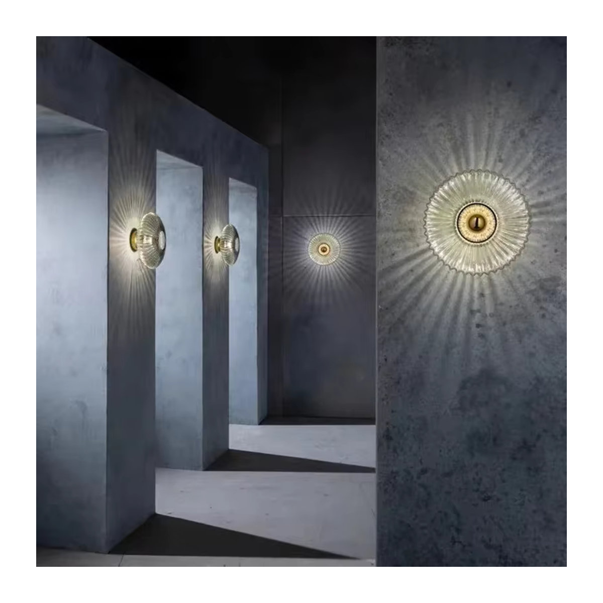 Moderne LED Wandlampe aus Glas mit Wellenstruktur von DARHYN in Weiß - Bild 4