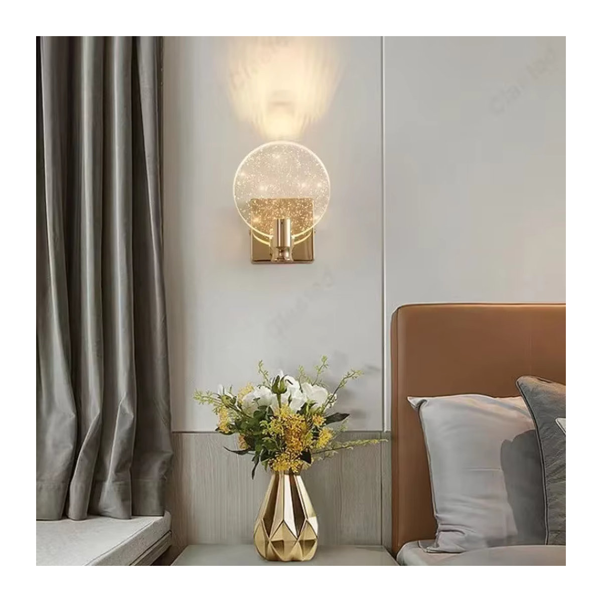 Moderne LED Wandleuchte aus Glas in Chrom für Schlafzimmer, Badezimmer und Esszimmer - Bild 4