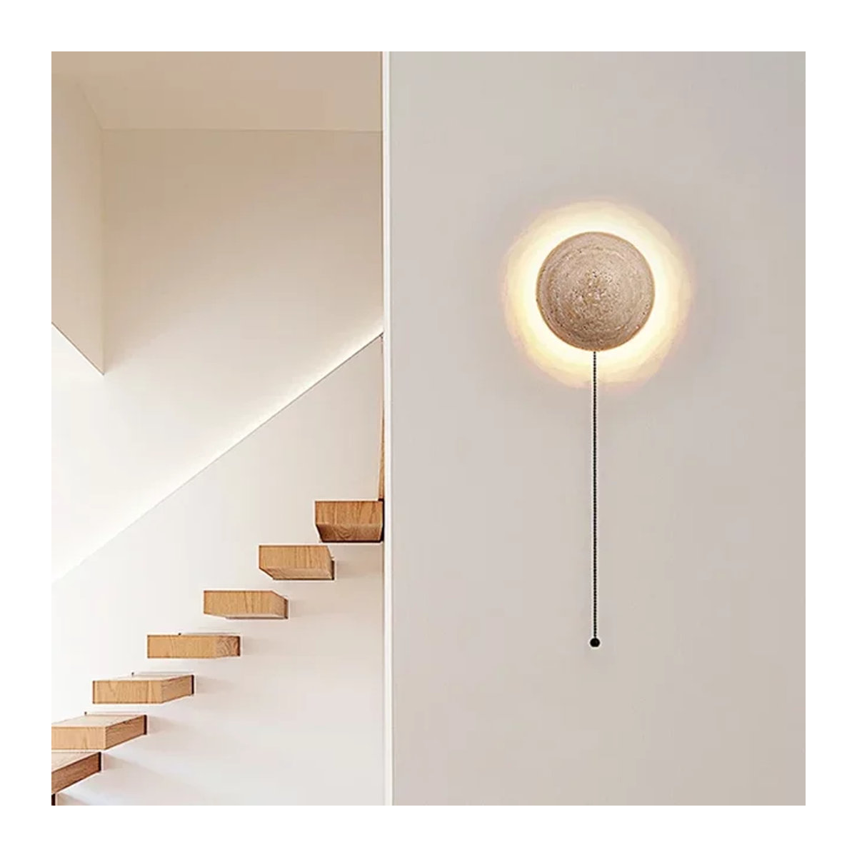 Moderne LED Wandleuchte aus natürlichem Travertin-Kalkstein von JIANKEXING in Gelb und Beige für Flur, Gang und Nachttisch - Bild 1