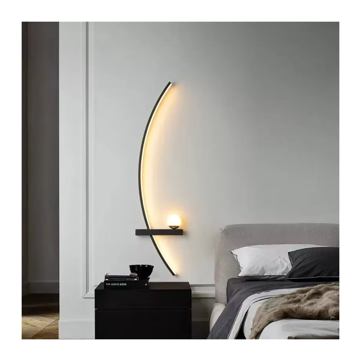 Moderne LED-Wandleuchte DARHYN in Schwarz aus Aluminium mit warmweißem Licht - Bild 3