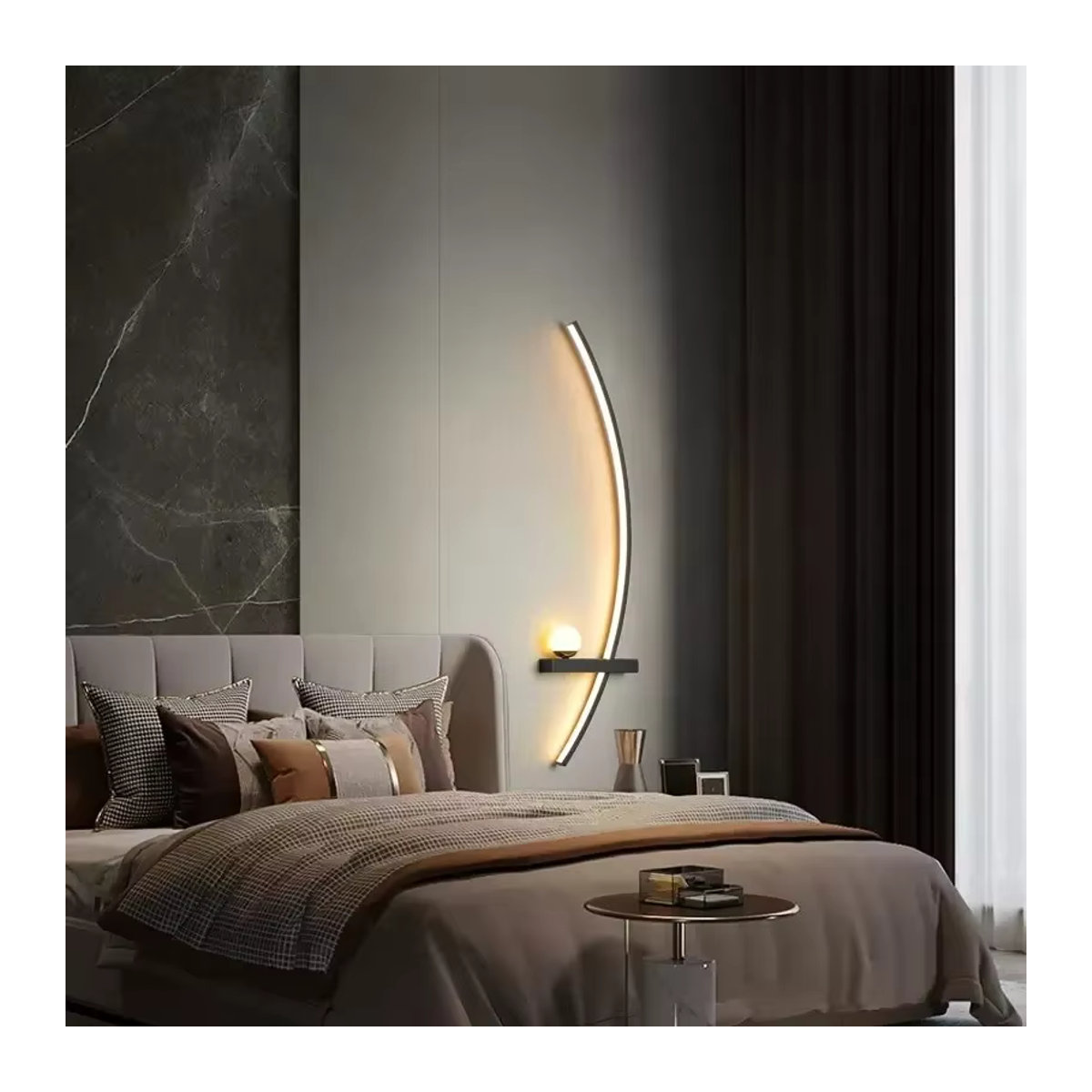 Moderne LED-Wandleuchte DARHYN in Schwarz aus Aluminium mit warmweißem Licht - Bild 4