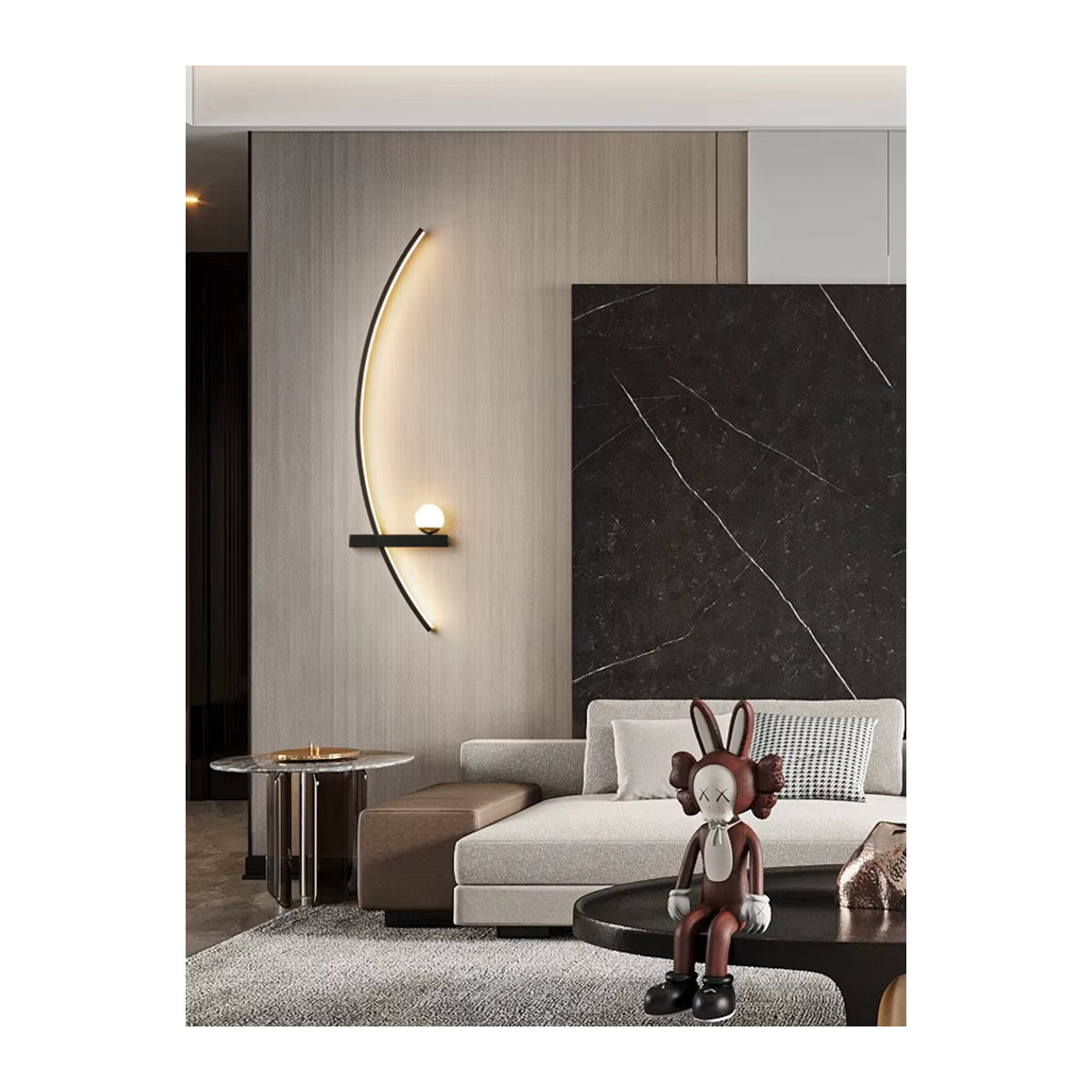 Moderne LED-Wandleuchte DARHYN in Schwarz aus Aluminium mit warmweißem Licht - Bild 6