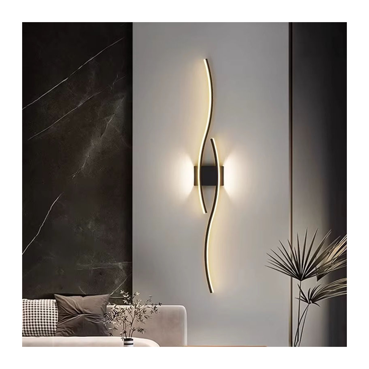 Moderne LED Wandleuchte DARHYN in Schwarz mit Fernbedienung und warmweißem Licht - Bild 2