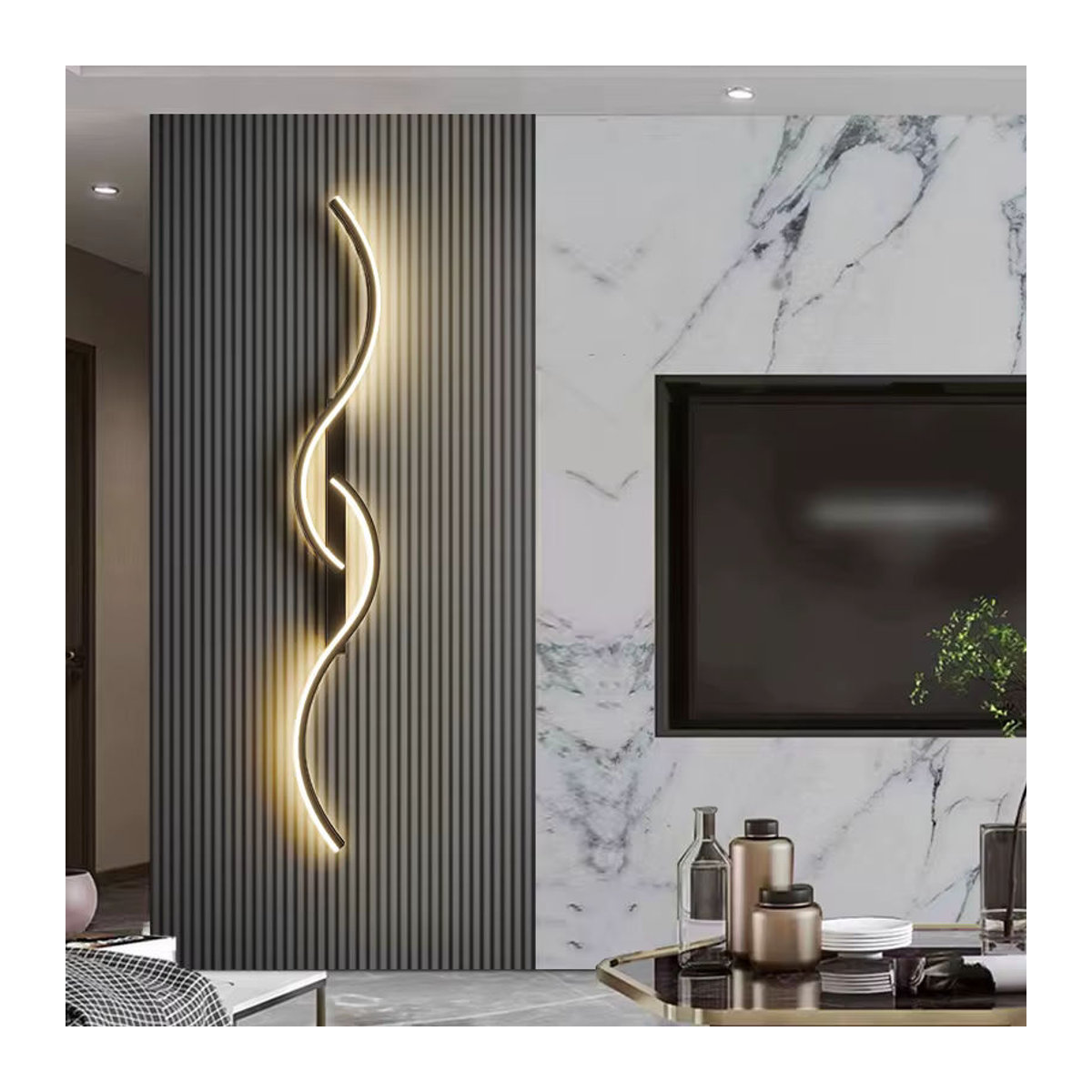 Moderne LED Wandleuchte DARHYN in Schwarz mit Fernbedienung und warmweißem Licht - Bild 3