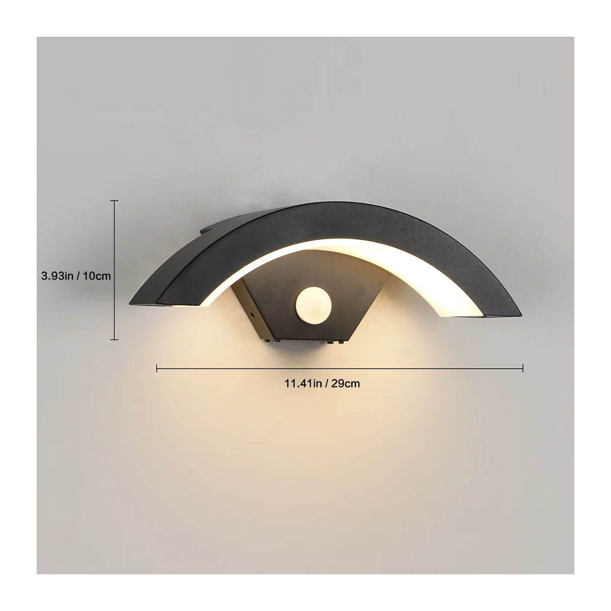 Moderne LED Wandleuchte mit Bewegungsmelder in Schwarz, 24 W, Warmweiß (3000 K) für Innen und Außen - Bild 2