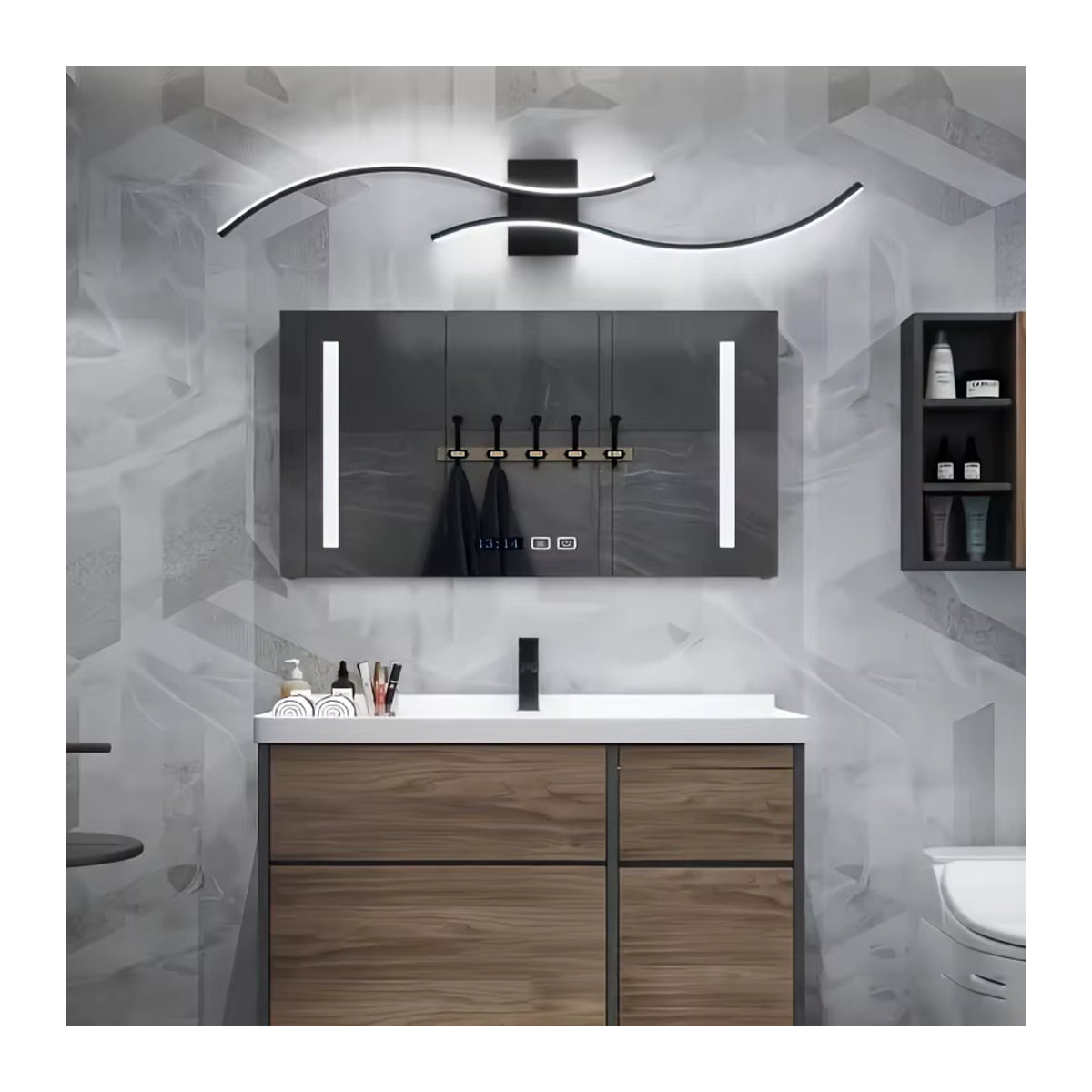 Moderne LED-Wandleuchte von HAULVANG aus Aluminium in Schwarz für Innenbereiche wie Flur, Schlafzimmer oder Küche - Bild 3