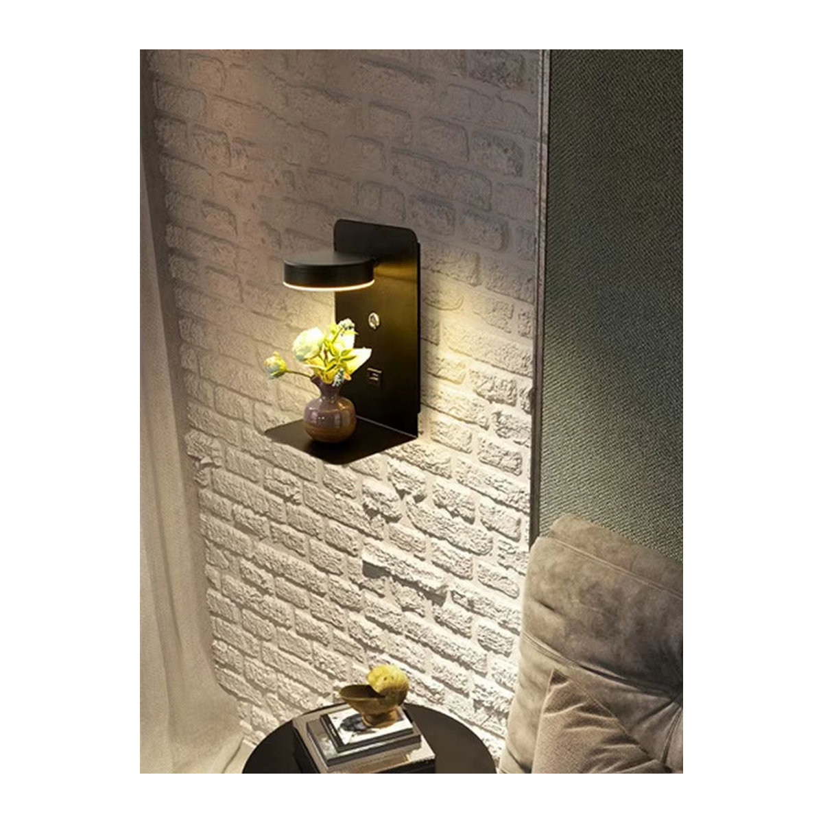 Moderne LED Wandleuchte von Timebus mit 9W und USB-Ladeanschluss in Schwarz oder Weiß - Bild 3