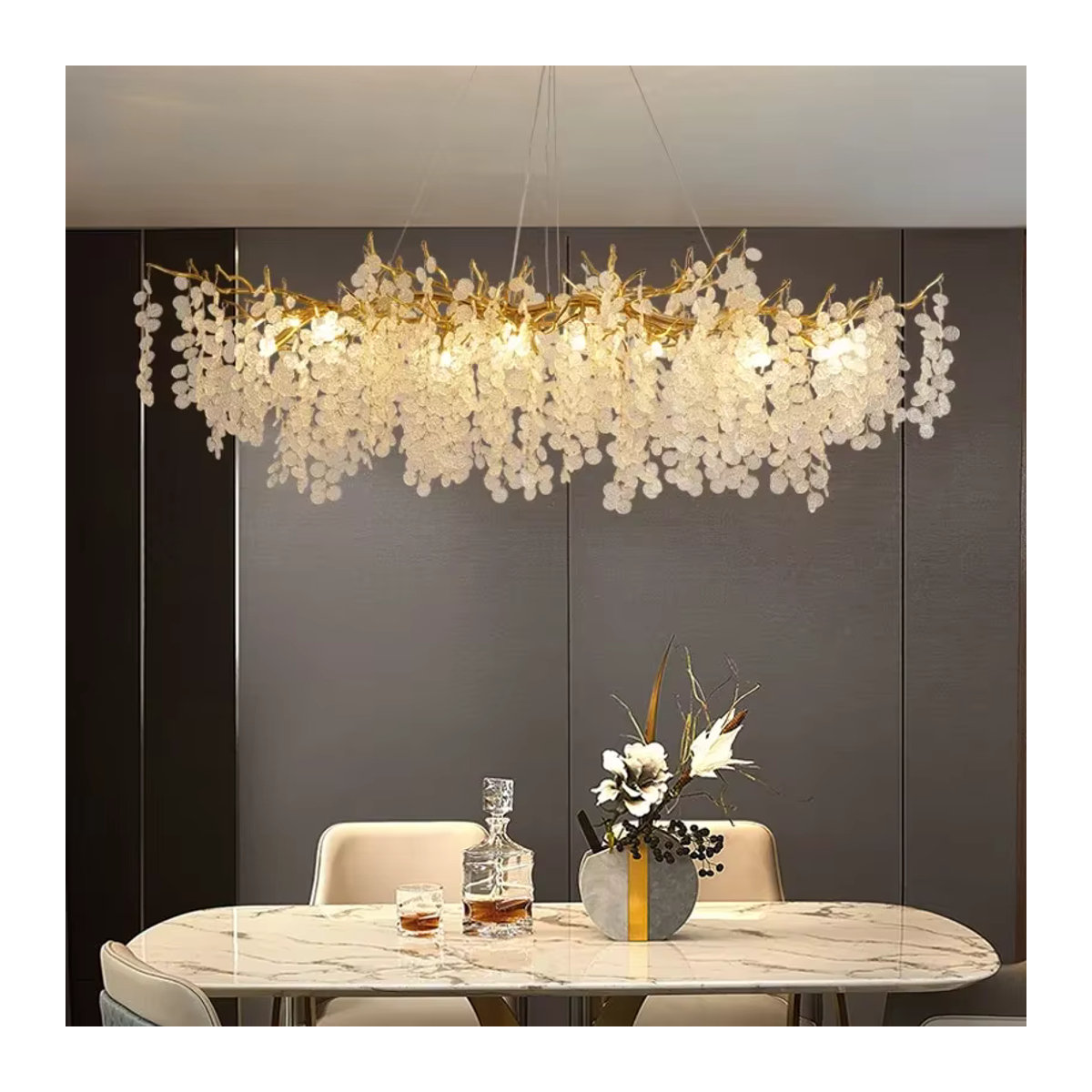 Moderne Luxus Kronleuchter von xiuxiu in Gold und Chrom mit Glas-Elementen und G9-Fassung für Wohnzimmer und Esszimmer - Bild 2