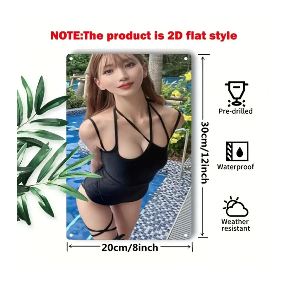 Moderne Metall-Wandkunst Bikini Frau von CIFBUY in Schwarz und Mehrfarbig, Rechteckiges Wandbild zur Dekoration, B: 30 cm, H: 30 cm, T: 20 cm - Bild 2
