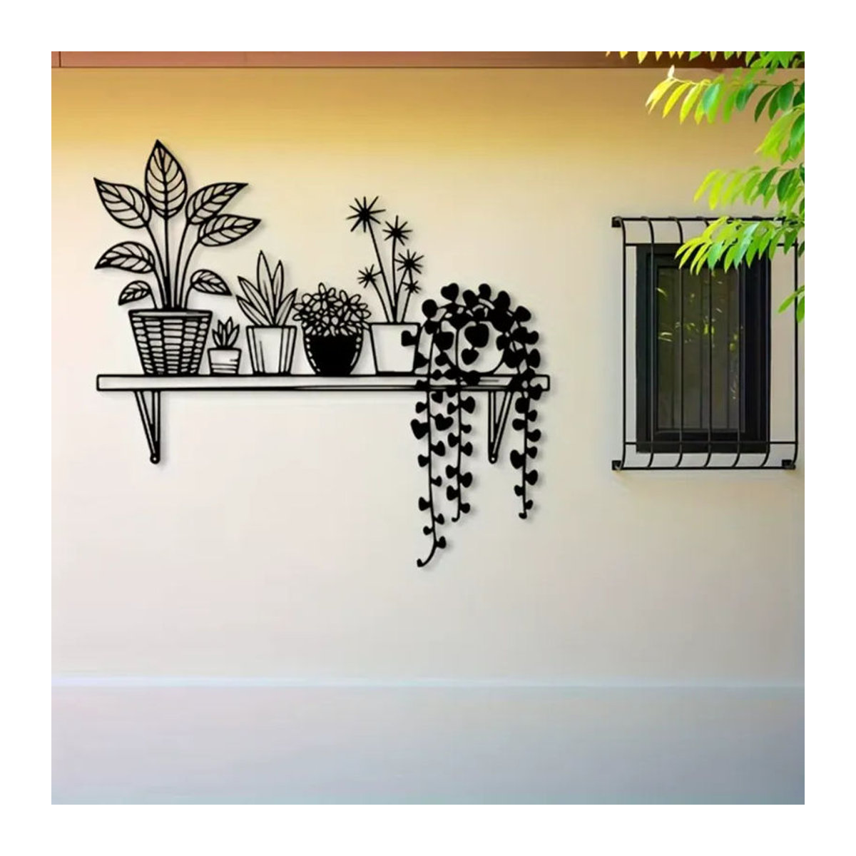 Moderne Metall-Wandkunst von CIFBUY mit floralem Blumen-Design in Schwarz, wetterfestes Aluminium-Wandbild für Innen und Außen, B/H/T: 30,48 x 30,48 x 30,48 cm - Bild 4