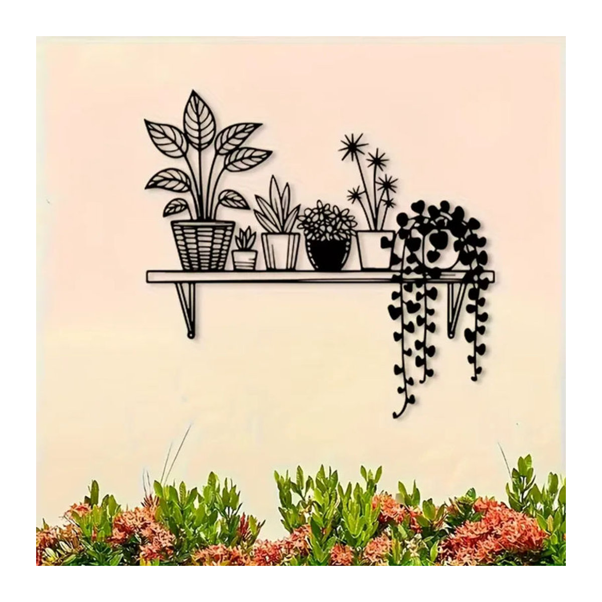 Moderne Metall-Wandkunst von CIFBUY mit floralem Blumen-Design in Schwarz, wetterfestes Aluminium-Wandbild für Innen und Außen, B/H/T: 30,48 x 30,48 x 30,48 cm - Bild 5