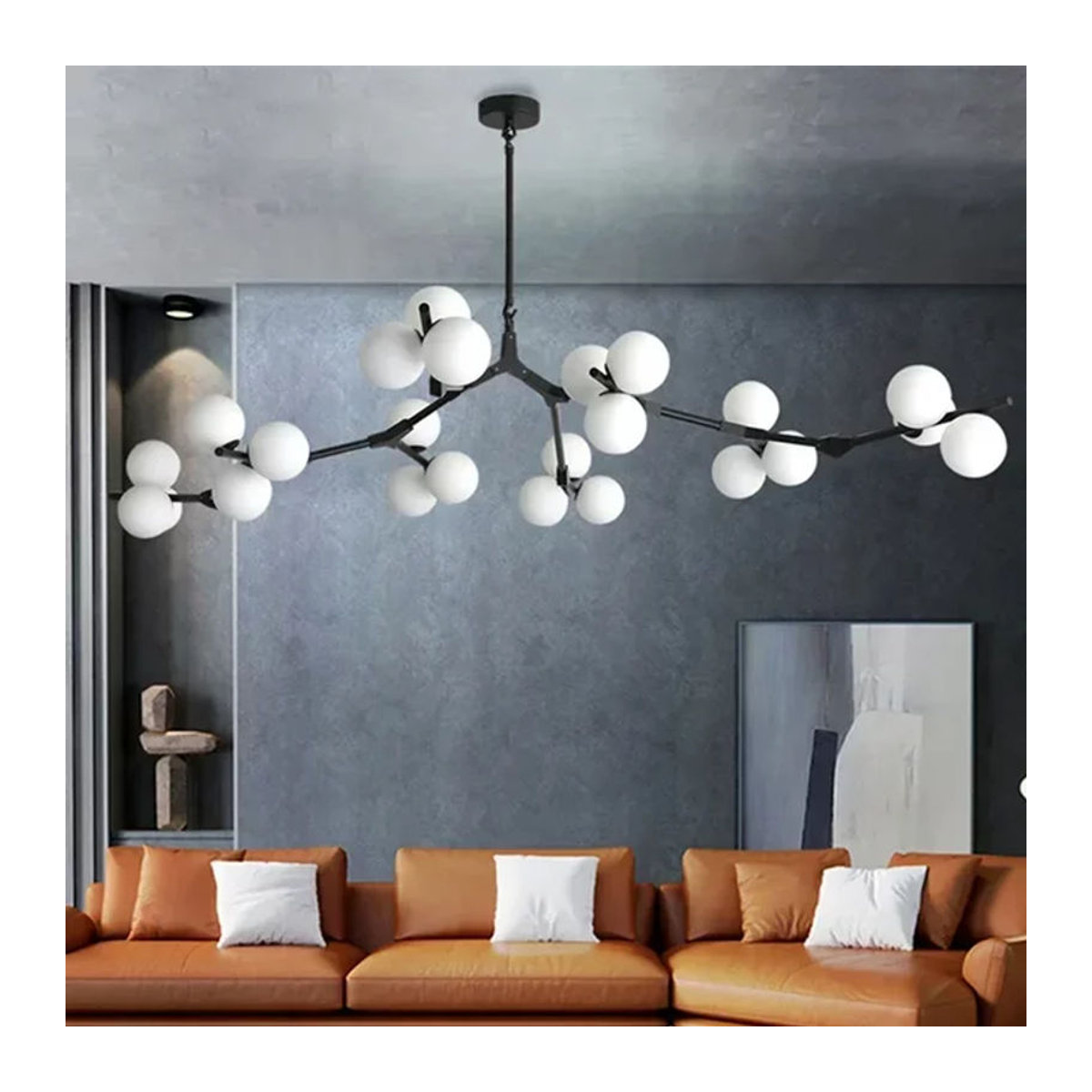 Moderne Pendelleuchte xiuxiu mit Glaskugeln als Kronleuchter für Wohnzimmer und Esszimmer in Schwarz/Weiß - Bild 1
