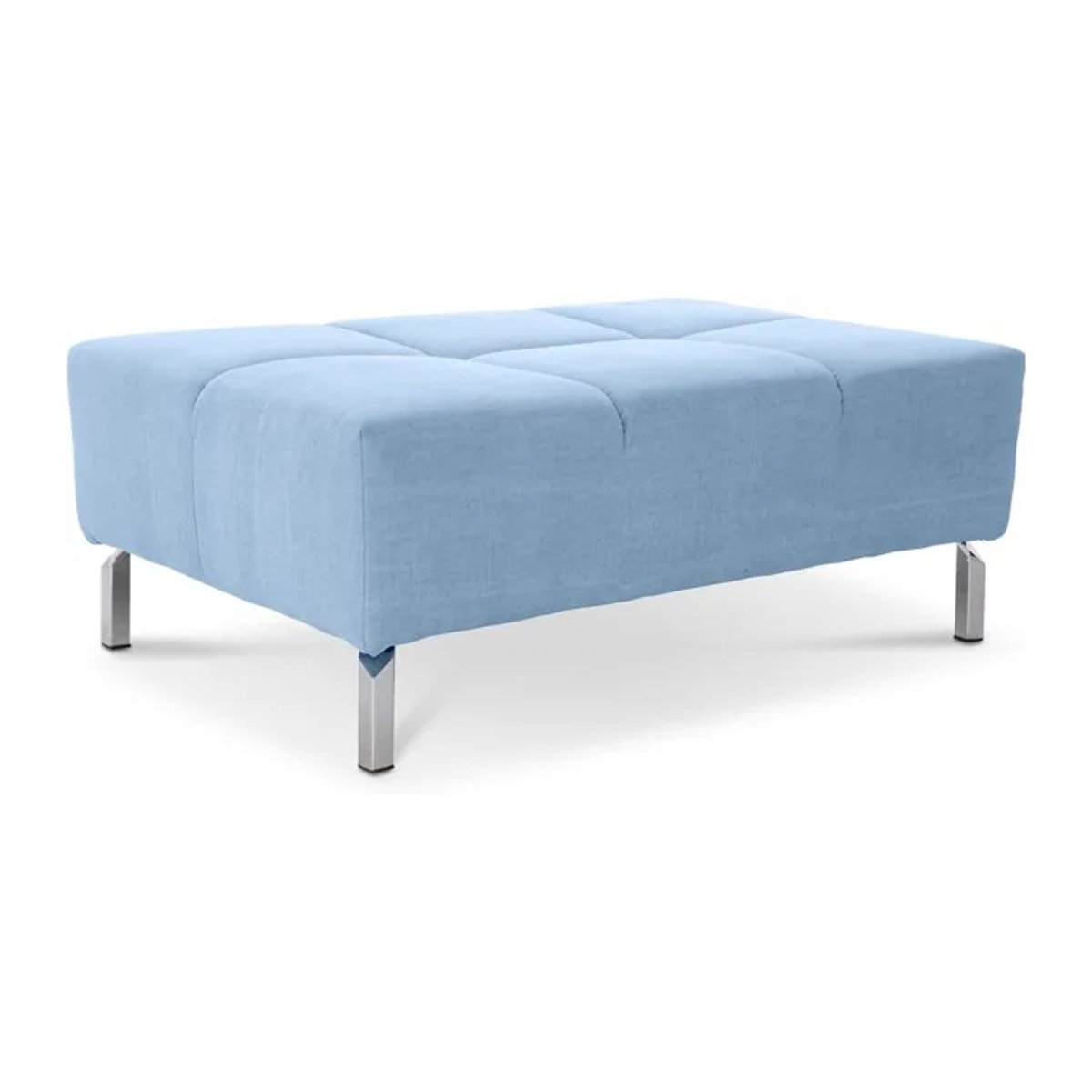 Moderne Polsterhocker Sitzbank CATELYN 2.0 von LOFT by Ostermann in Blau mit Chrom-Details und Stoffbezug aus Baumwolle und Leinen - Bild 1