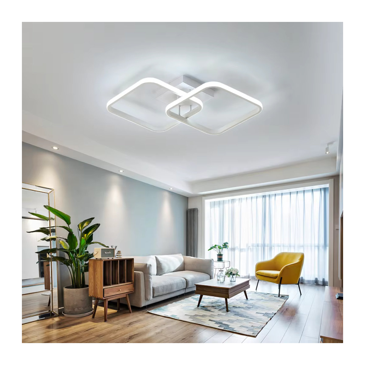 Moderne quadratische LED-Deckenleuchte aus Acryl in Weiß mit 42 W und kaltweißem Licht (6500 K) - Bild 4