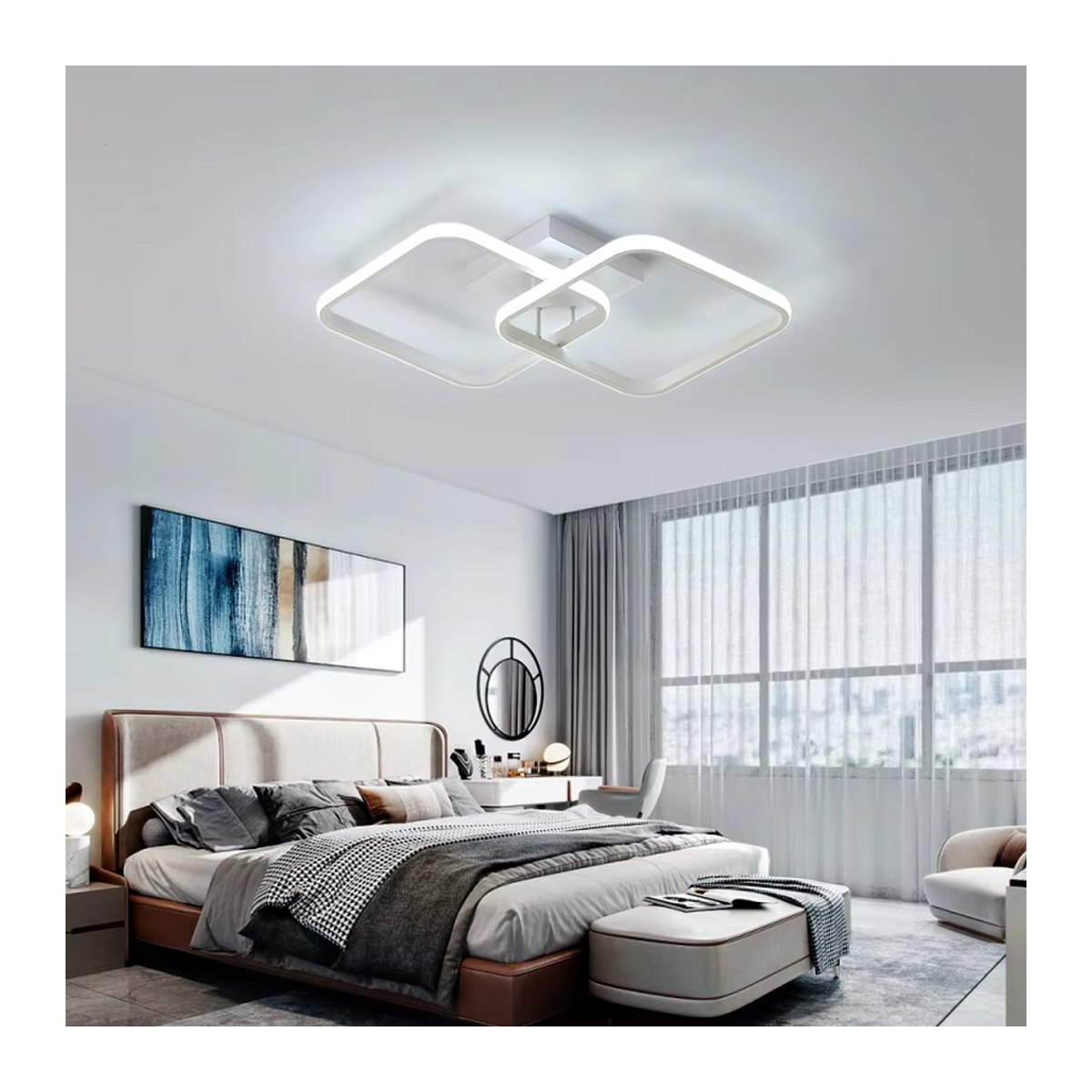 Moderne quadratische LED-Deckenleuchte aus Acryl in Weiß mit 42 W und kaltweißem Licht (6500 K) - Bild 5