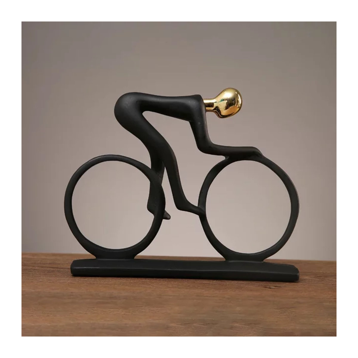 Moderne Radfahrer Statue aus Harz in Gold für dein Büro oder Wohnzimmer - Bild 1