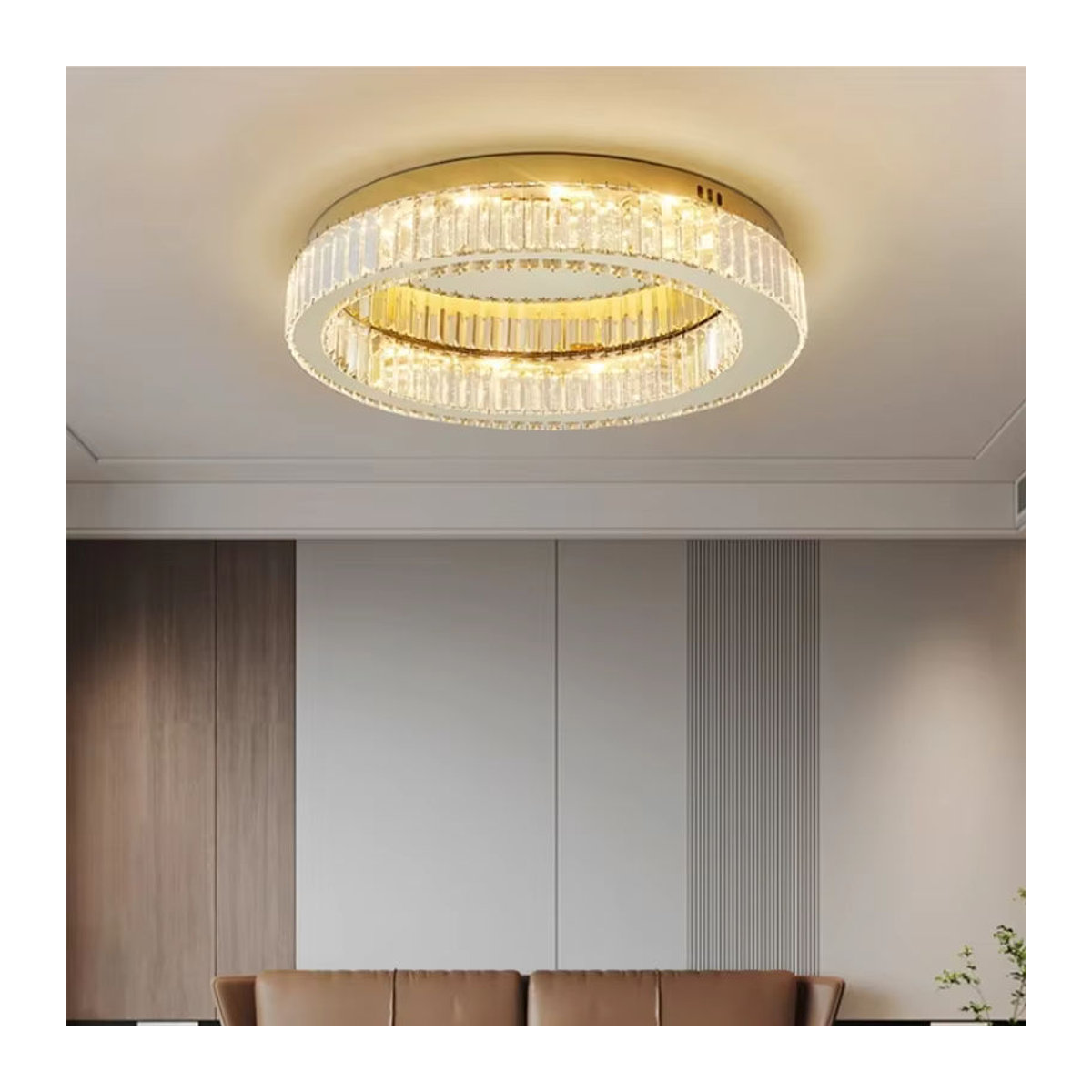 Moderne SaloEElaitte LED Deckenleuchte mit K9 Kristallen und Glas in Silber - Bild 3