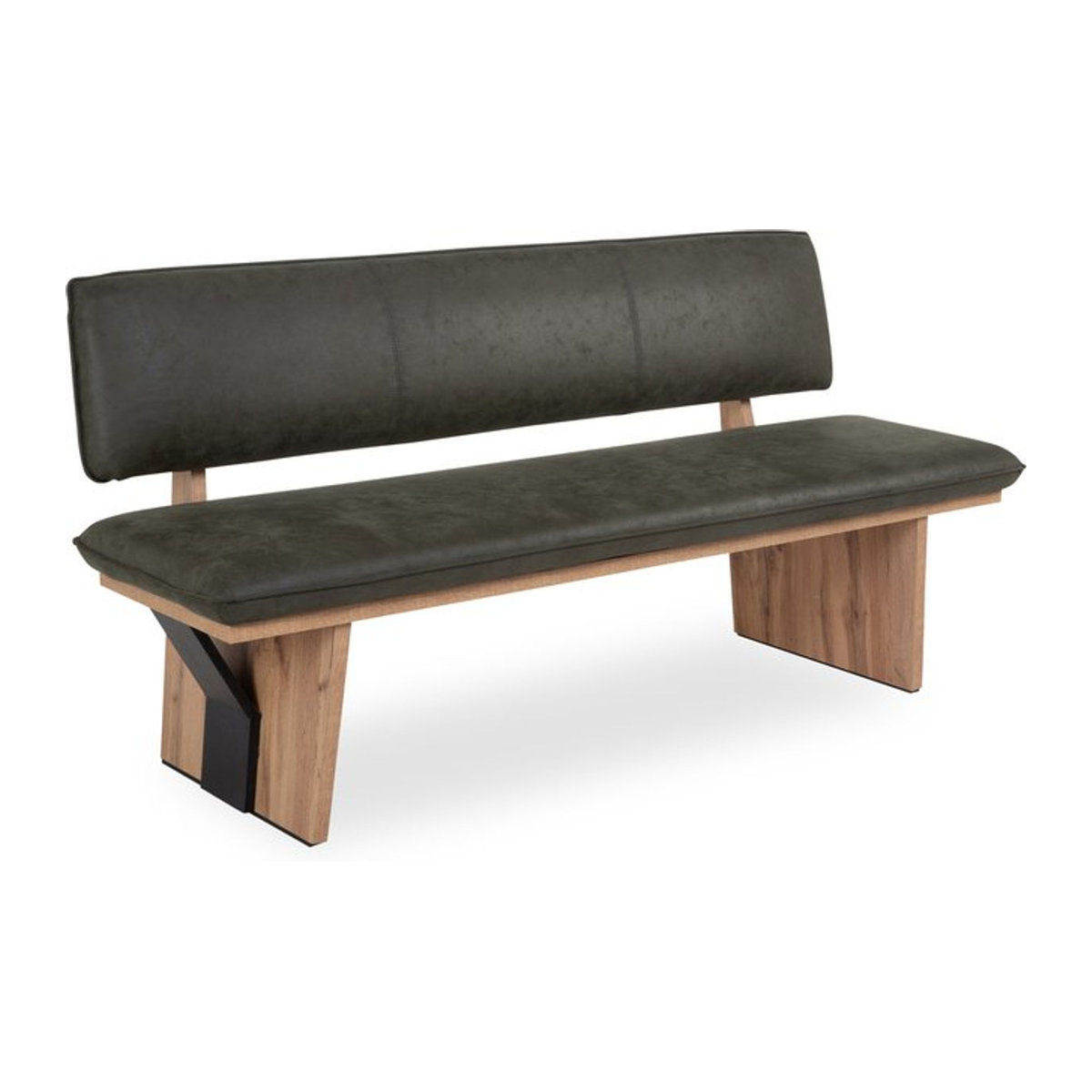 Moderne Sitzbank Elastoform mit Rückenlehne aus Polyester-Stoff in Schwarz oder Beige, B/H/T: 140 x 61 x 45 cm - Bild 1