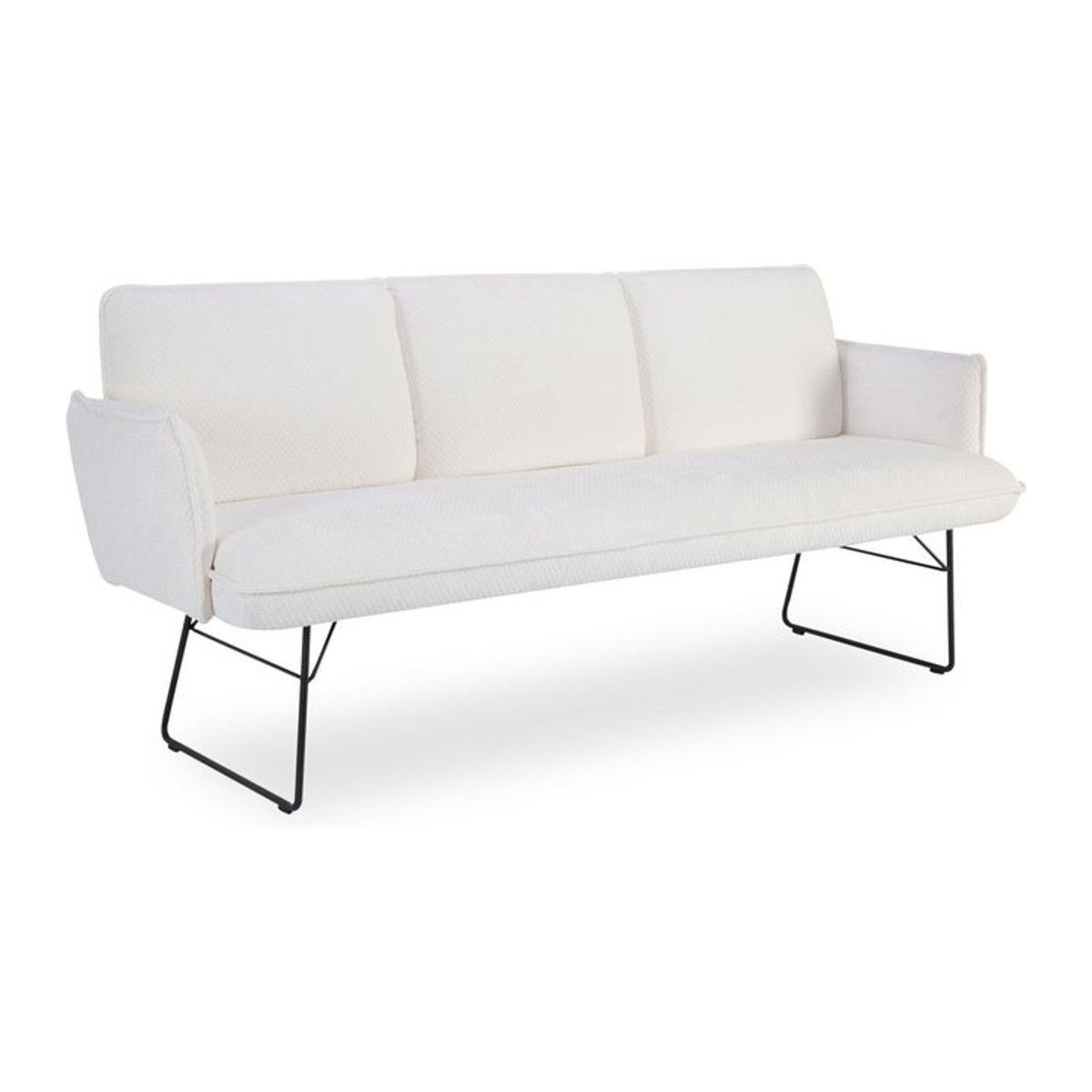 Moderne Sitzbank Variano KAMIL mit Rückenlehne in Weiß aus Bouclé-Stoff und Metall, B: 88 cm, H: 50 cm, T: 40 cm - Bild 1