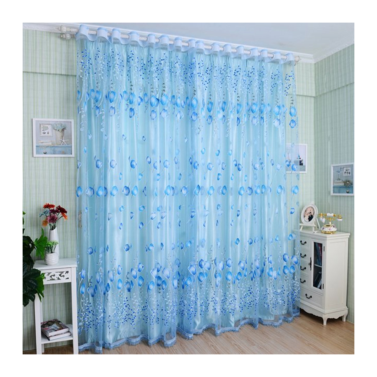 Moderne Tulpen Vorhang für Wohnzimmer, Schlafzimmer, Tür oder Küche zur Dekoration - Bild 1