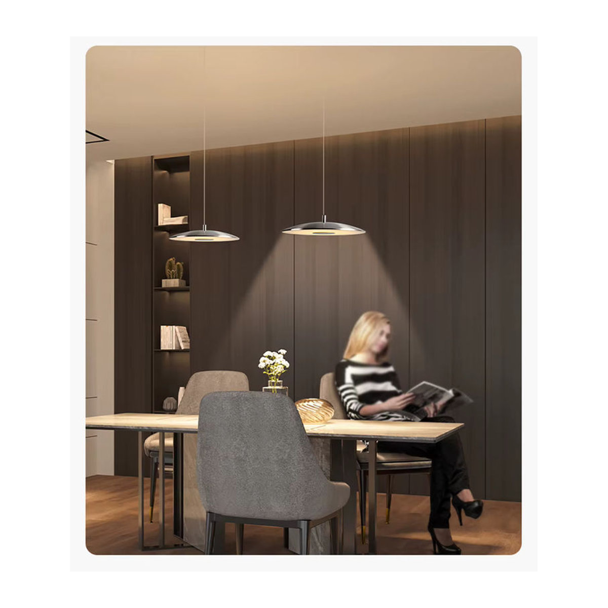 Moderne UFO Pendelleuchte von HomeLover in Alufarben aus Metall für Esszimmer, Bar oder Schlafzimmer - Bild 2