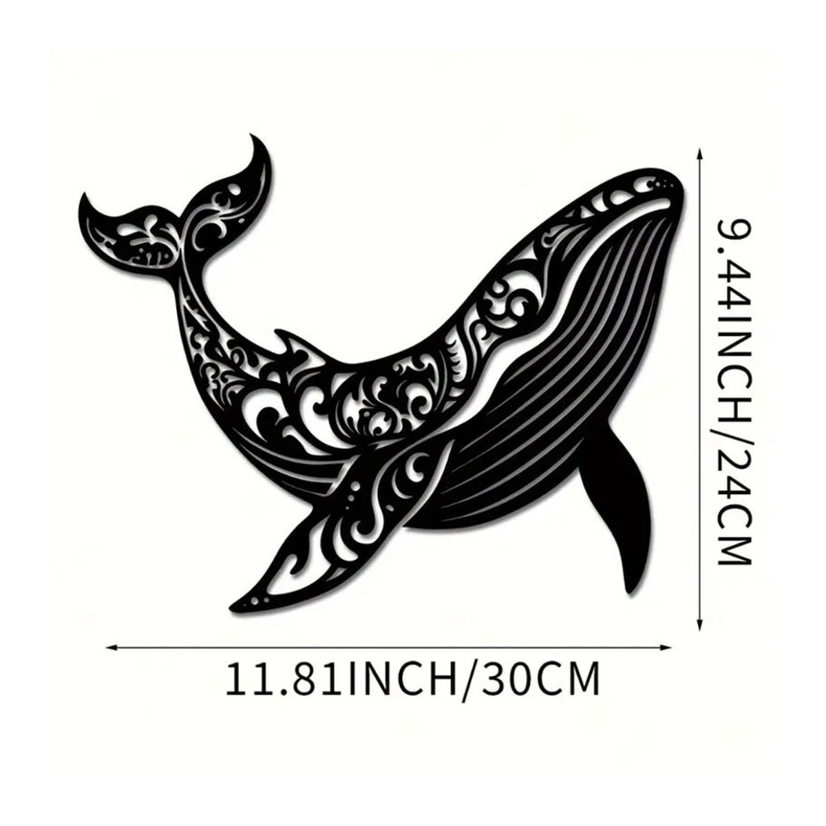 Moderne Wal-Wandkunst aus Metall von CIFBUY in Schwarz, abstrakte nautische Eisenskulptur zur Wandmontage - Bild 3