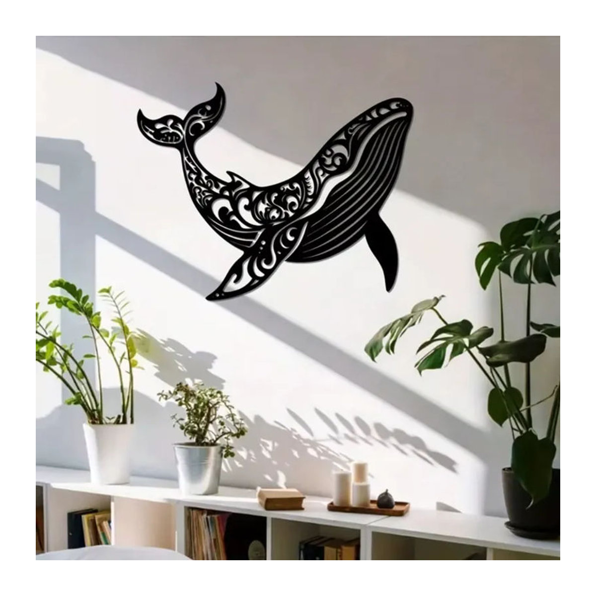 Moderne Wal-Wandkunst aus Metall von CIFBUY in Schwarz, abstrakte nautische Eisenskulptur zur Wandmontage - Bild 6