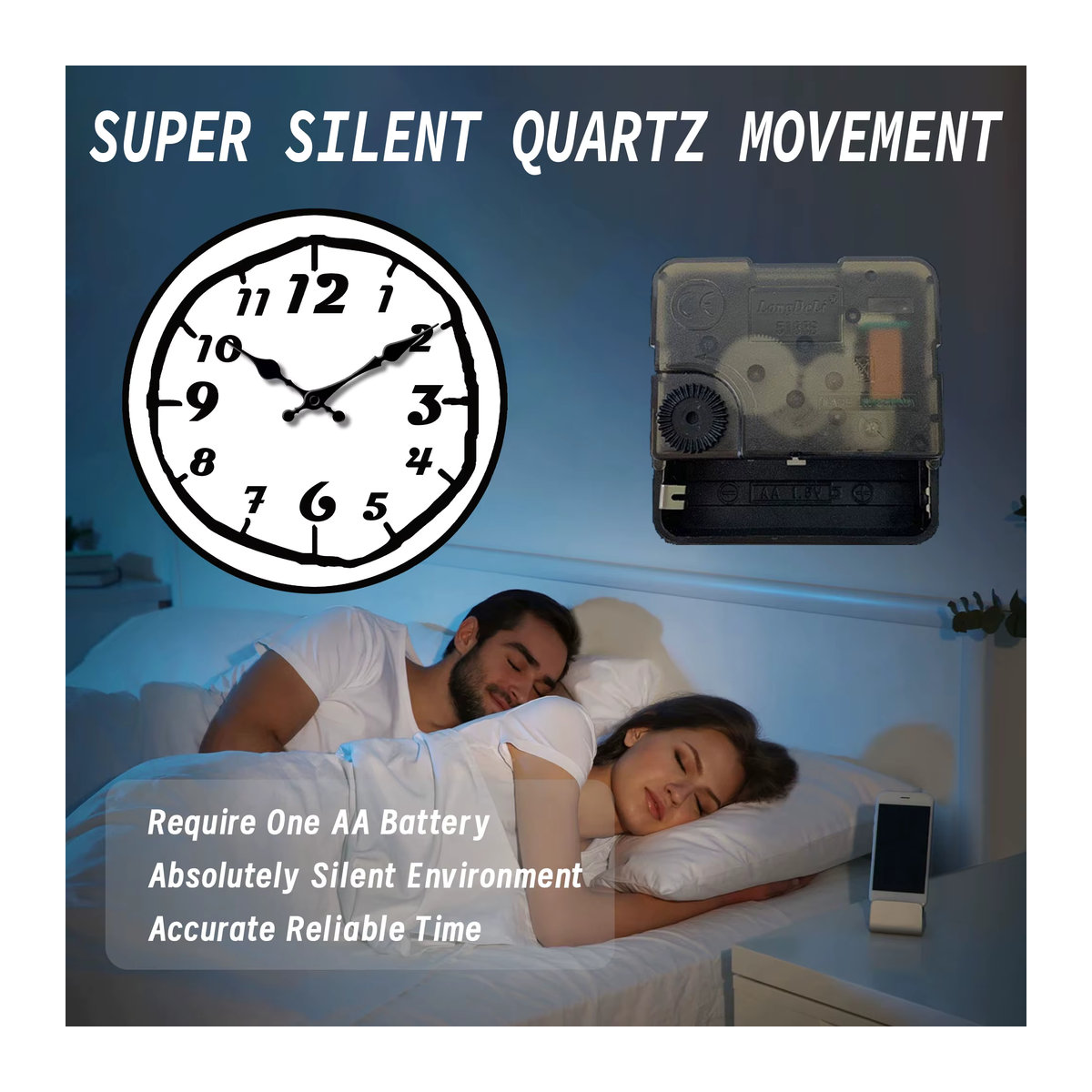 Moderne Wanduhr aus Holz mit arabischem Design und lautlosem Mechanismus für Wohnzimmer und Schlafzimmer - Bild 4
