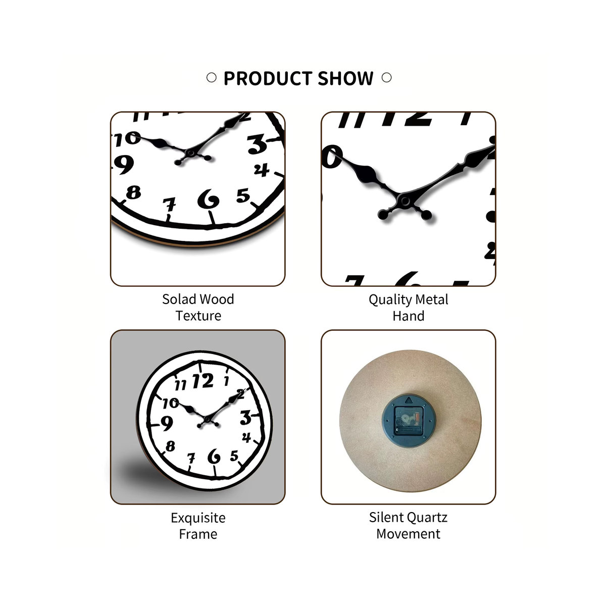 Moderne Wanduhr aus Holz mit arabischem Design und lautlosem Mechanismus für Wohnzimmer und Schlafzimmer - Bild 5