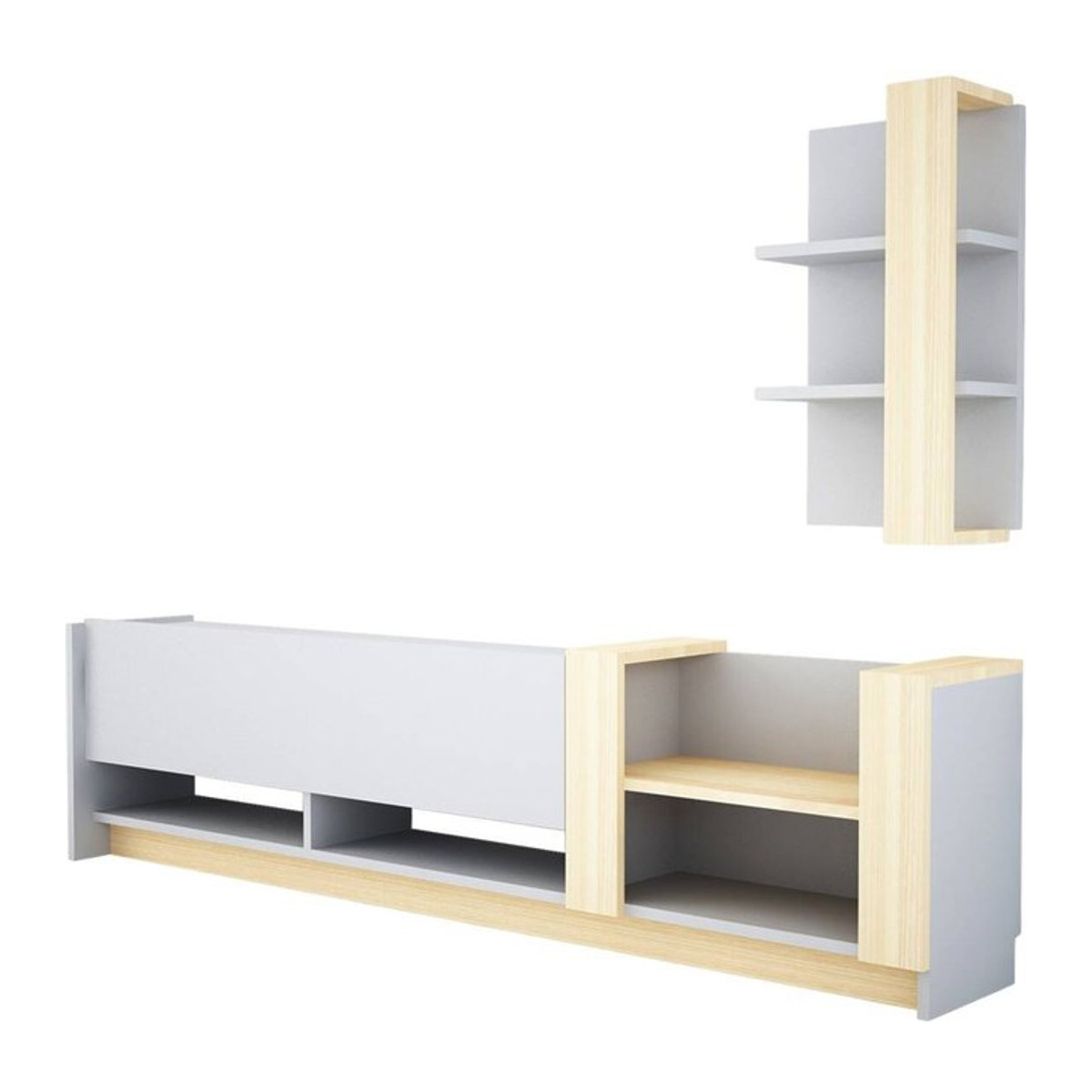 Moderne Wohnwand Kazablanka Safir in Weiß, TV-Schrank aus Holzwerkstoff, B/H/T: 182 x 45 x 30 cm - Bild 1