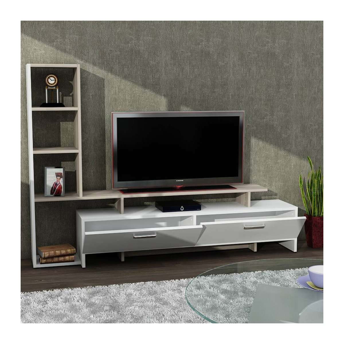 Moderne Wohnwand Simal Cordoba in Weiß aus Holzwerkstoff B/H/T: 168,2 x 120 x 29,5 cm - Bild 3