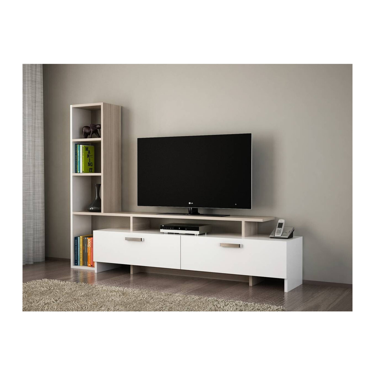 Moderne Wohnwand Simal Cordoba in Weiß aus Holzwerkstoff B/H/T: 168,2 x 120 x 29,5 cm - Bild 4