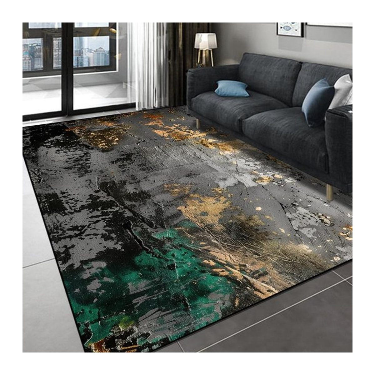 Moderner abstrakter Teppich von Karpetti für Wohnzimmer und Schlafzimmer, rutschfest und waschbar, B/B: 180 x 250 cm - Bild 1