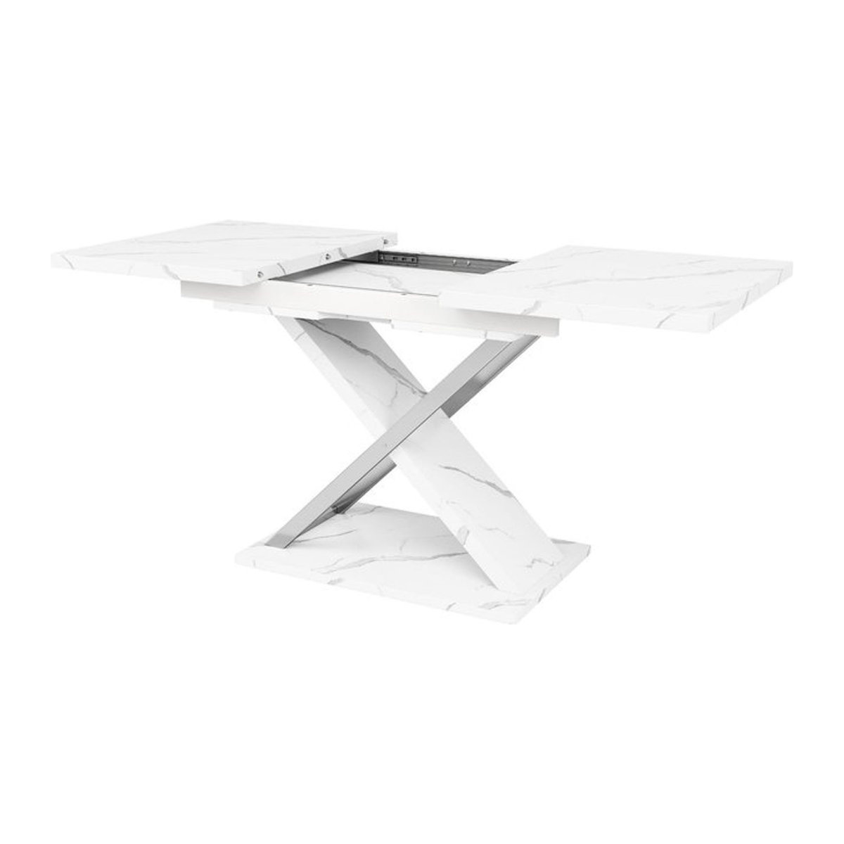 Moderner ausziehbarer Esstisch FC in Weiß mit Metallbeinen und Holzwerkstoff Tischplatte, B/T/H: 118-157 x 75 x 76,4 cm - Bild 1