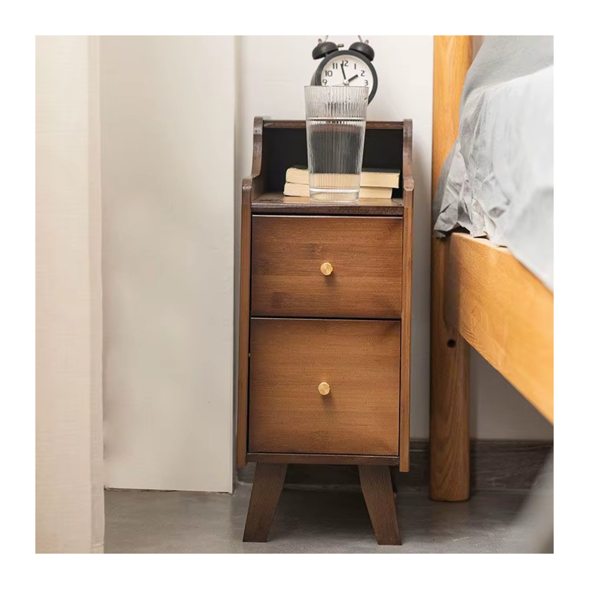 Moderner Bambus-Nachttisch von TUOWEI in Wood Color, schmaler Aufbewahrungsschrank für das Schlafzimmer, Breite: 20 cm - Bild 3