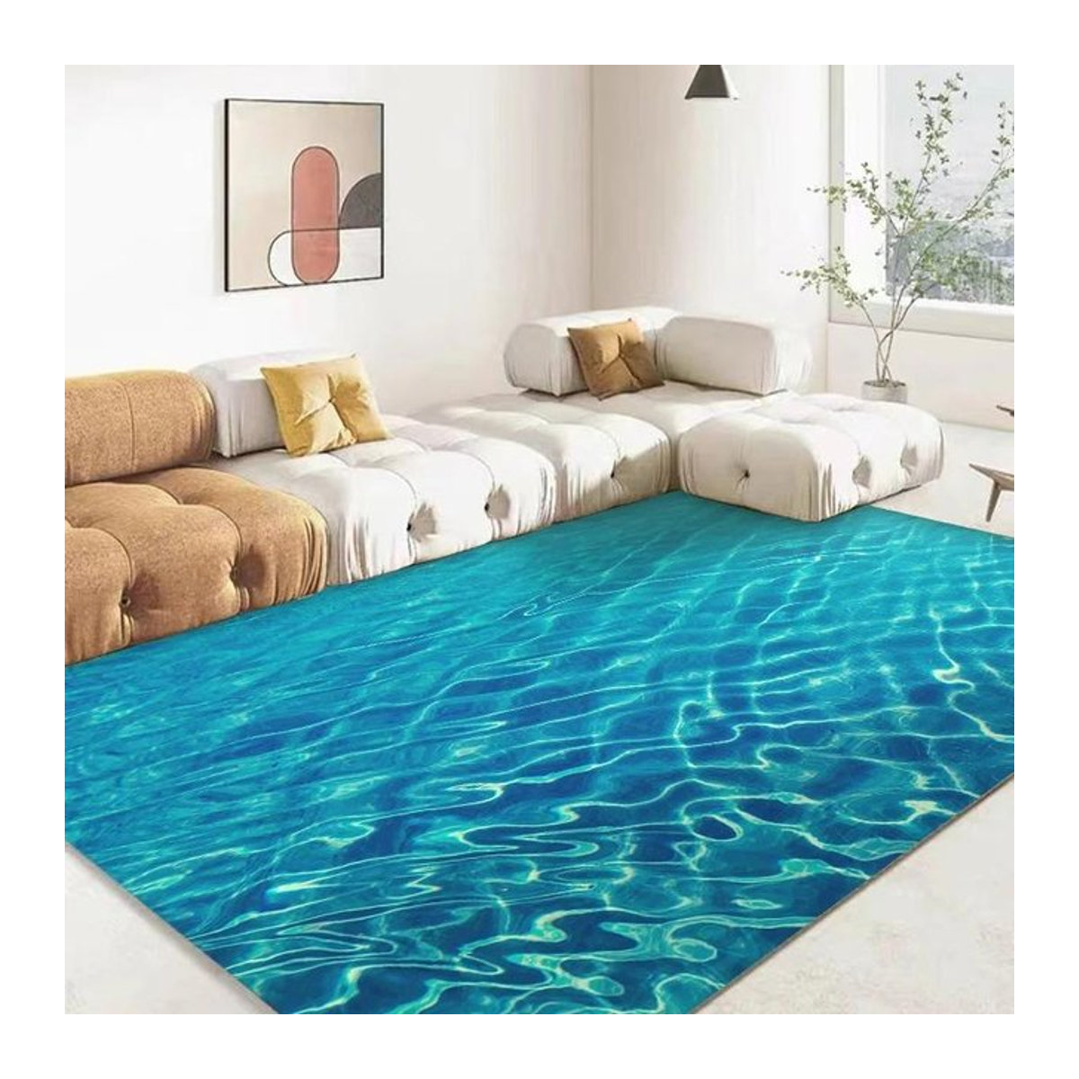 Moderner Bereichsteppich Lodestar mit Wassertextur und Meereswellen Design für Wohnzimmer und Schlafzimmer B/B/H: 80 x 120 cm - Bild 1