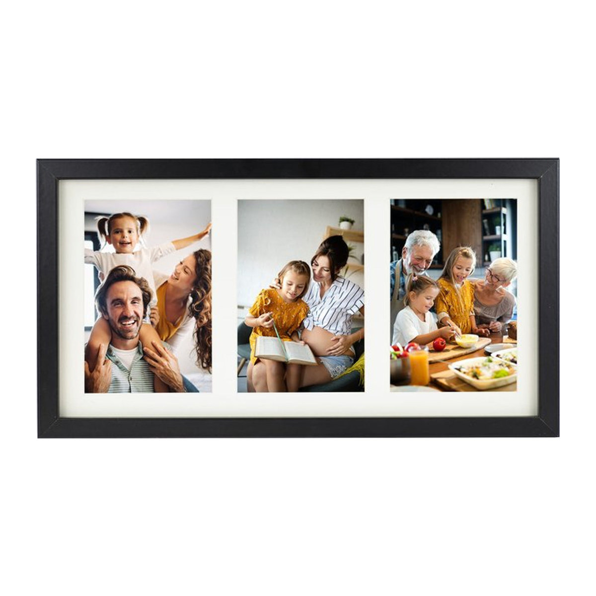 Moderner Bilderrahmen Basique M044 Schwarz mit Passepartout für Wandmontage oder Tischaufstellung, B/H: 18 x 35 cm - Bild 1