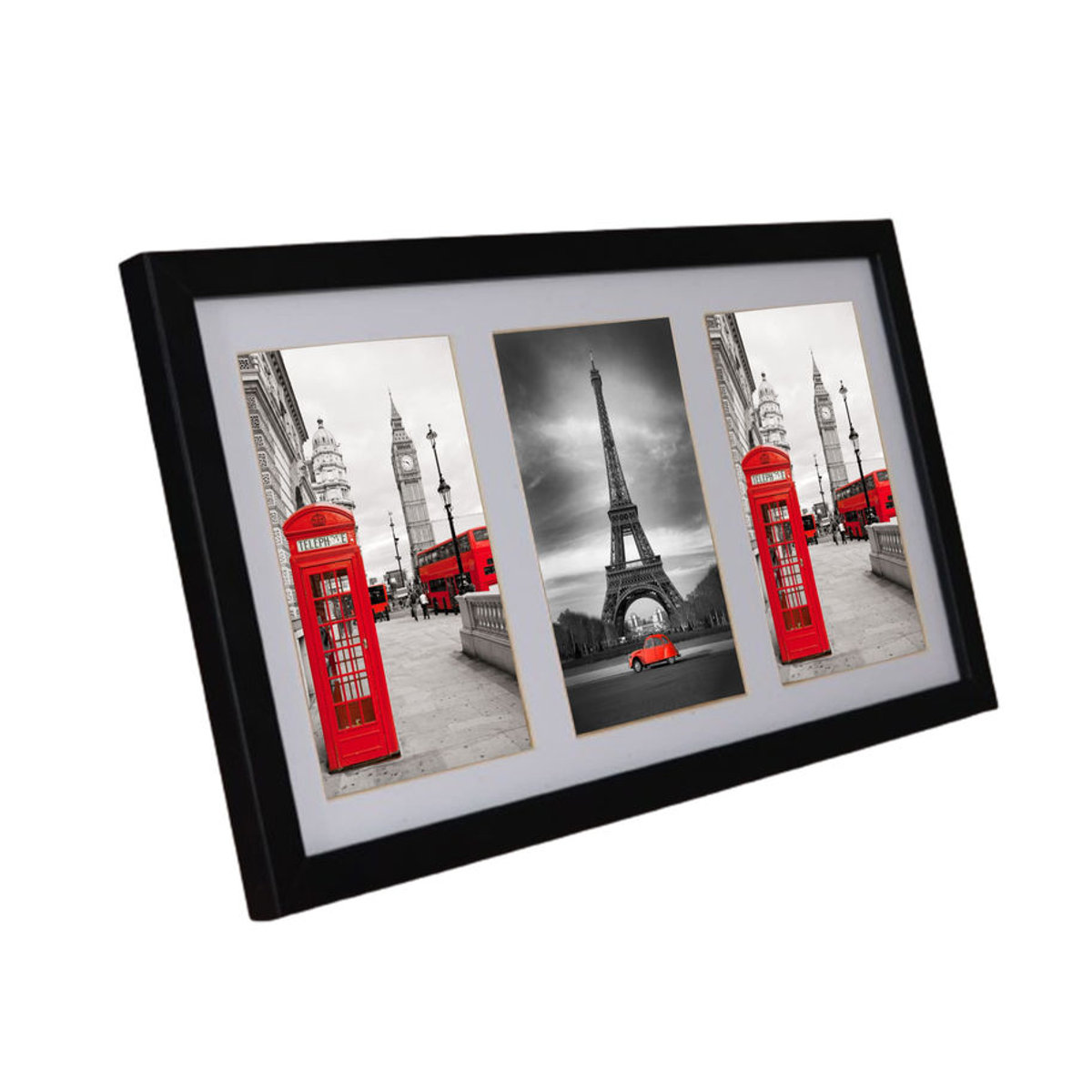 Moderner Bilderrahmen Basique M044 Schwarz mit Passepartout für Wandmontage oder Tischaufstellung, B/H: 18 x 35 cm - Bild 2