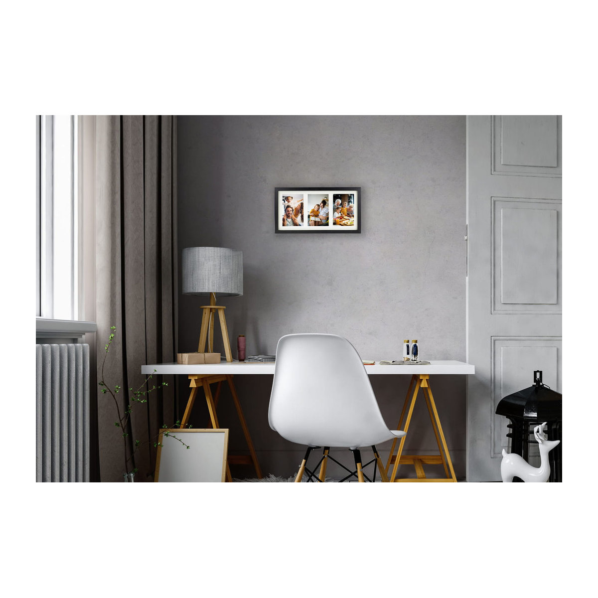 Moderner Bilderrahmen Basique M044 Schwarz mit Passepartout für Wandmontage oder Tischaufstellung, B/H: 18 x 35 cm - Bild 3