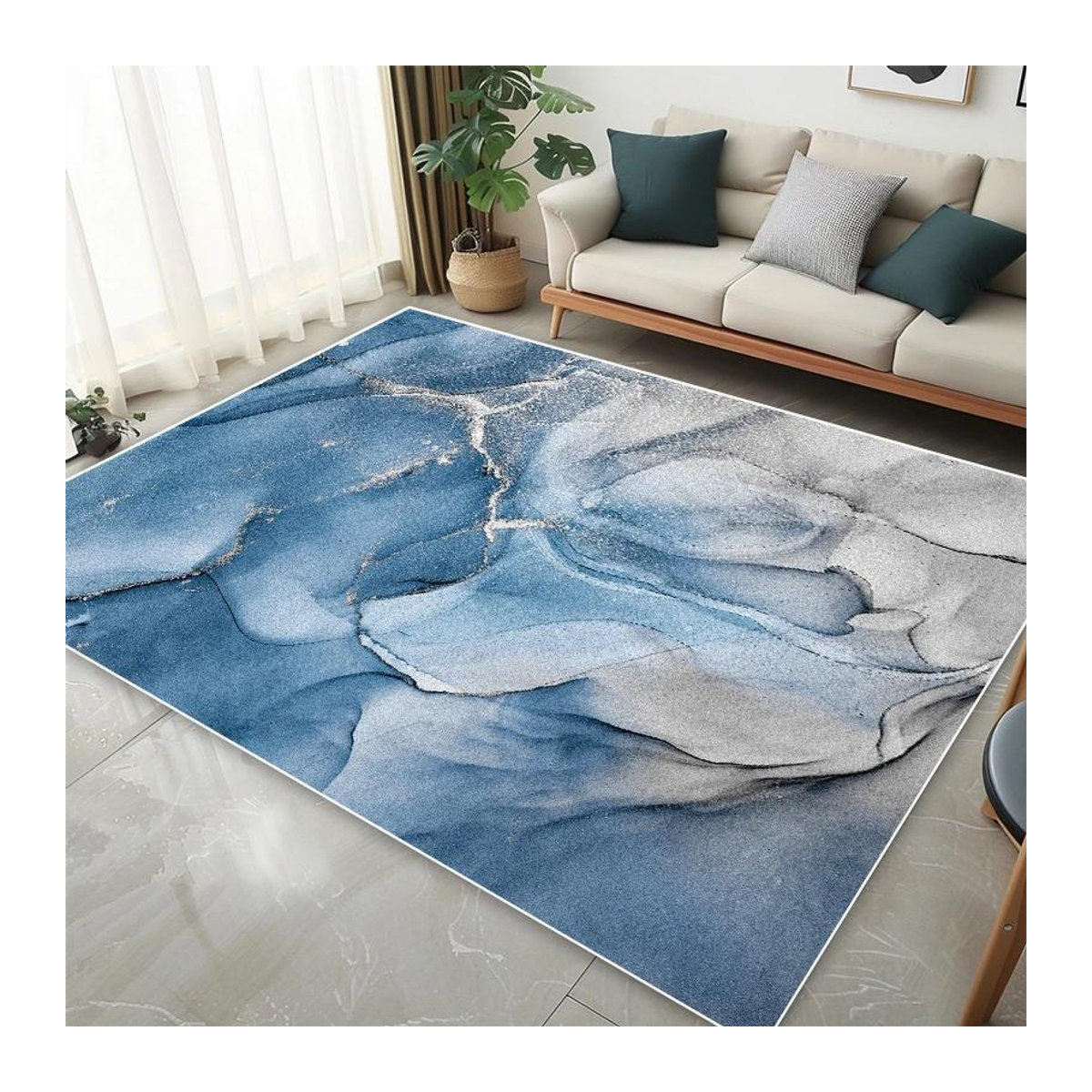 Moderner Druckteppich von Karpetti im nordischen Stil mit abstraktem Design, rutschfest, B/T: 80 x 160 cm - Bild 2