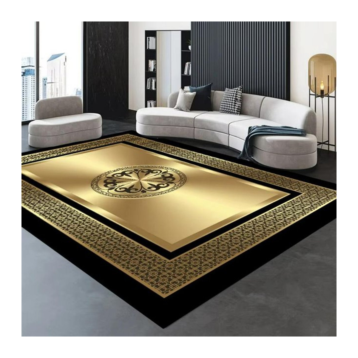 Moderner geometrischer Teppich Karpetti in Gold B/T: 80 x 50 cm - Bild 1