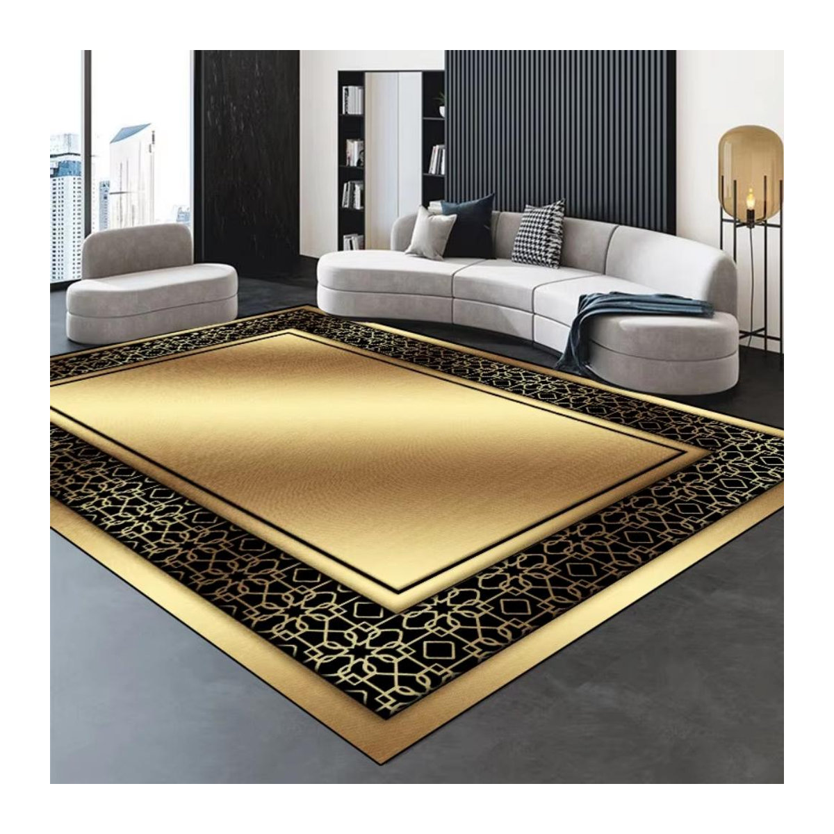 Moderner geometrischer Teppich Karpetti in Gold B/T: 80 x 50 cm - Bild 2