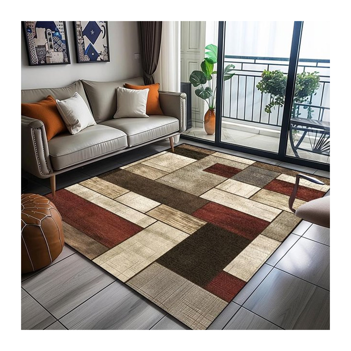 Moderner geometrischer Teppich von Karpetti in abstrakter Dekoration, waschbar und rutschfest, B/T: 160 x 230 cm - Bild 1